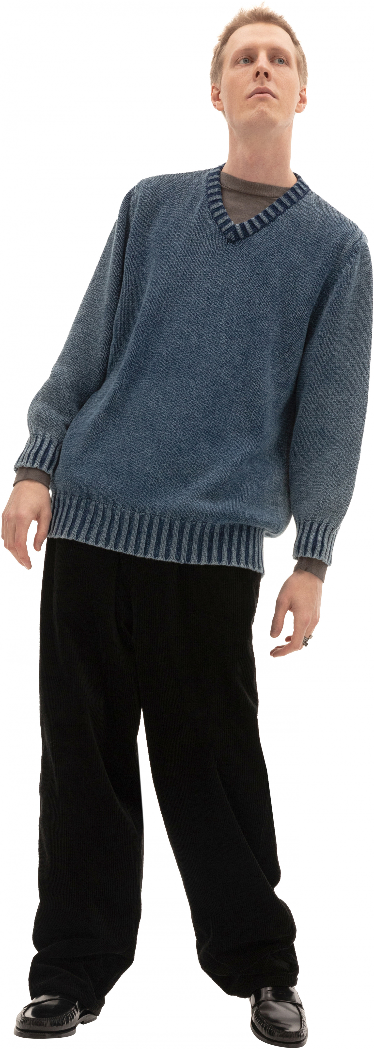 Maison Margiela V-neck Blue Sweater