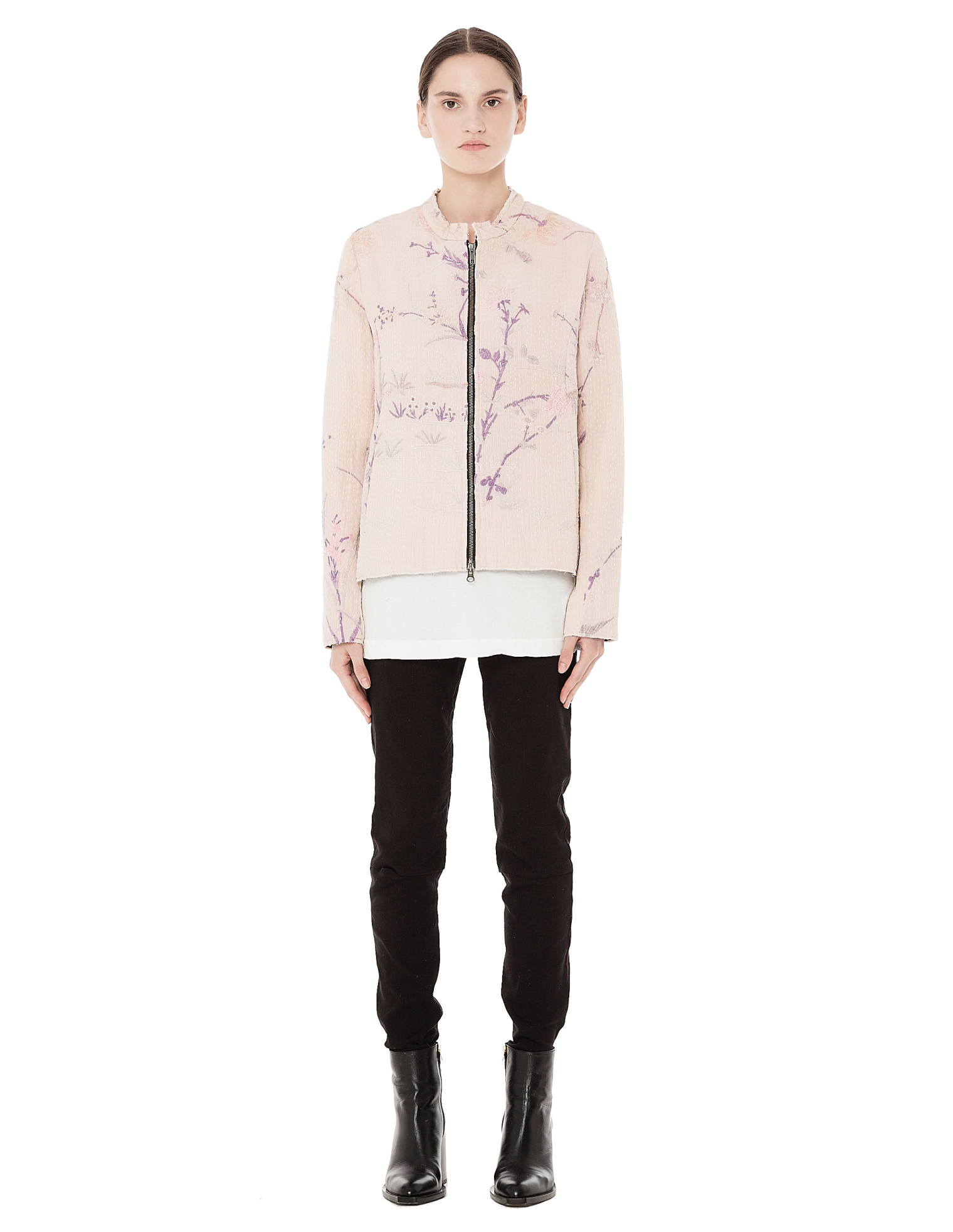 By Walid Embroidered silk bomber jacket
