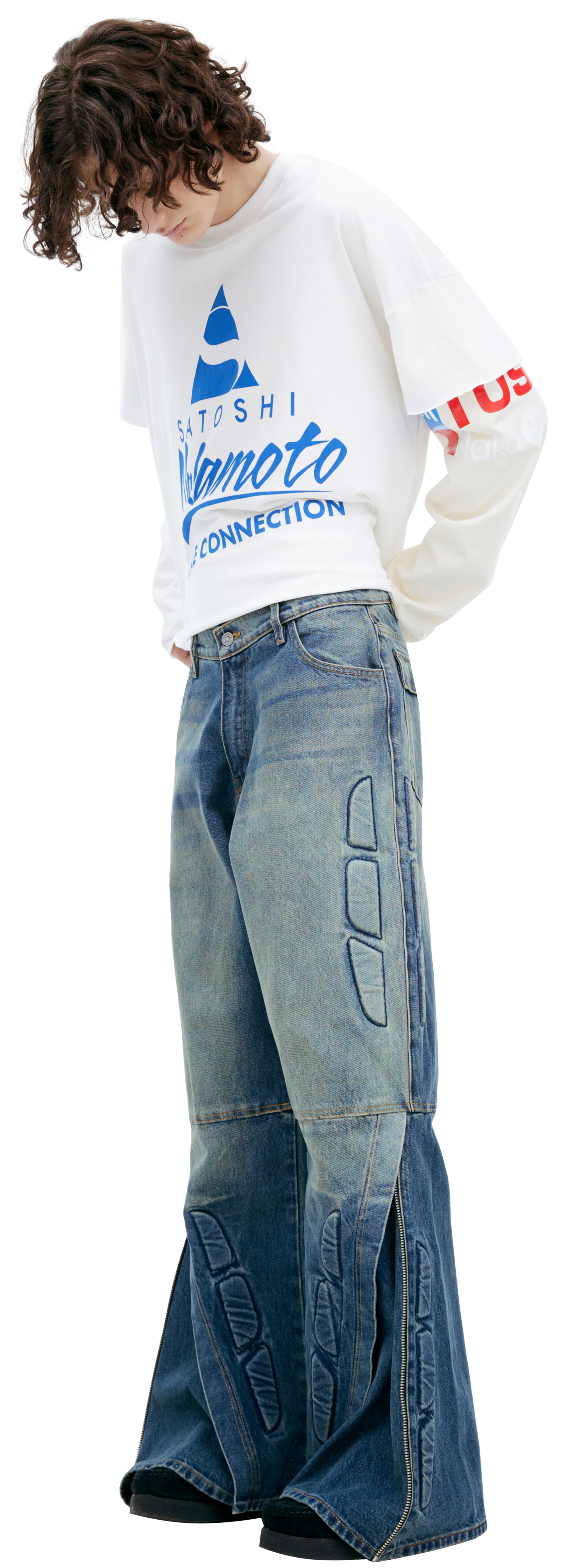 Satoshi Nakamoto Wide jeans with zippers