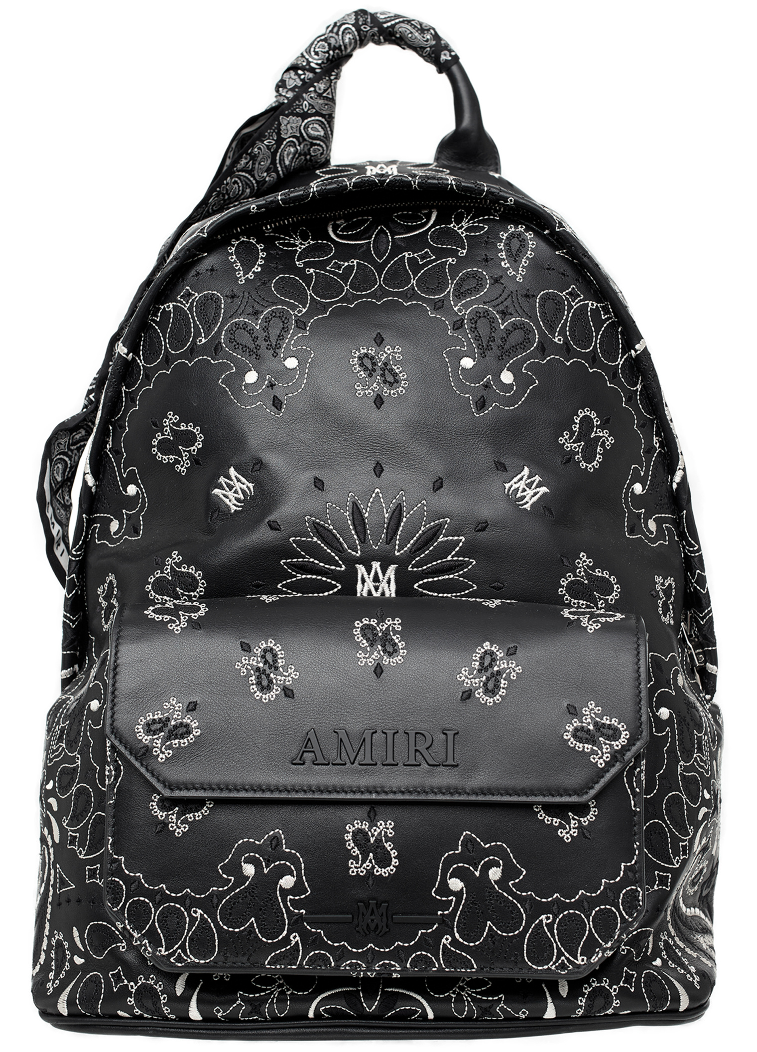 AMIRI Leather backpack with paisley print