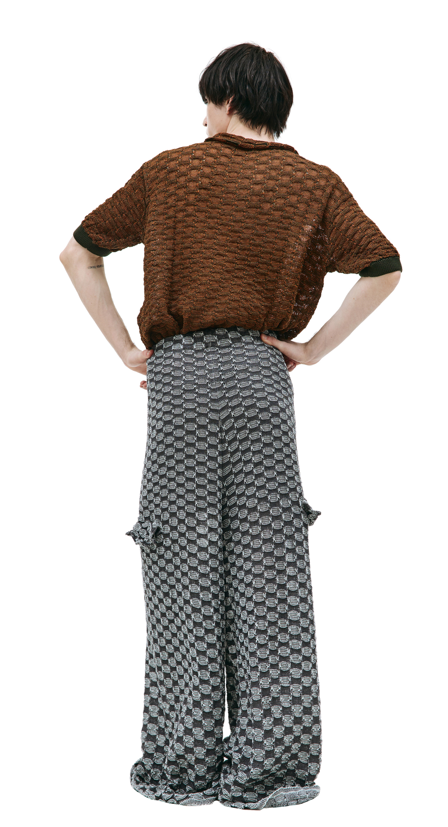 Isa Boulder Checkered knit cargo trousers