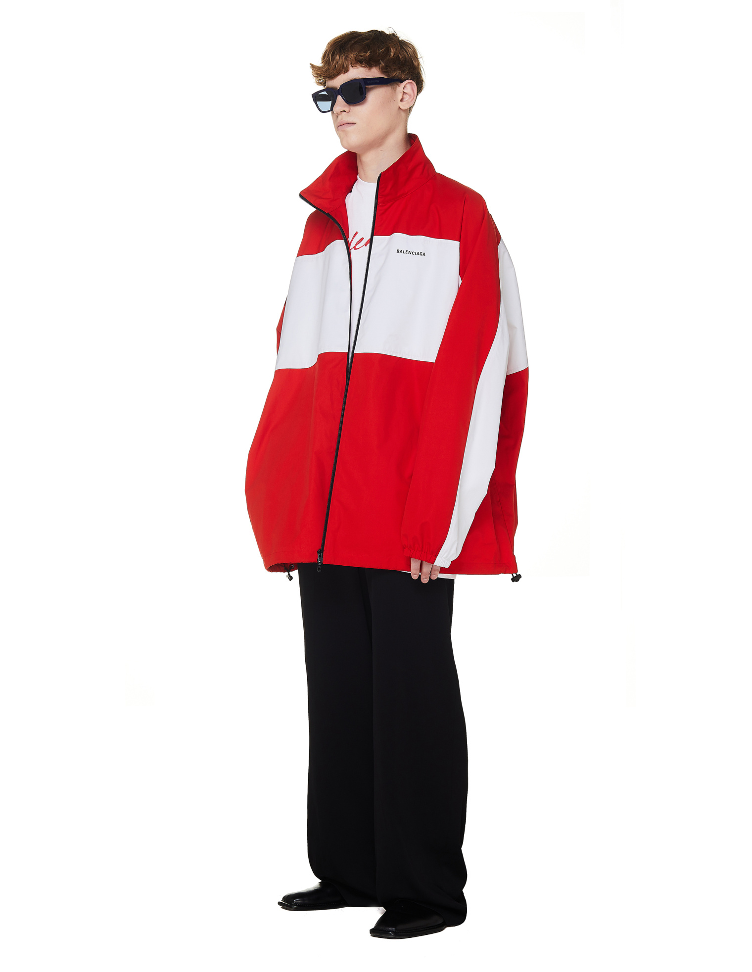 Balenciaga Red Cotton Oversized Track Jacket