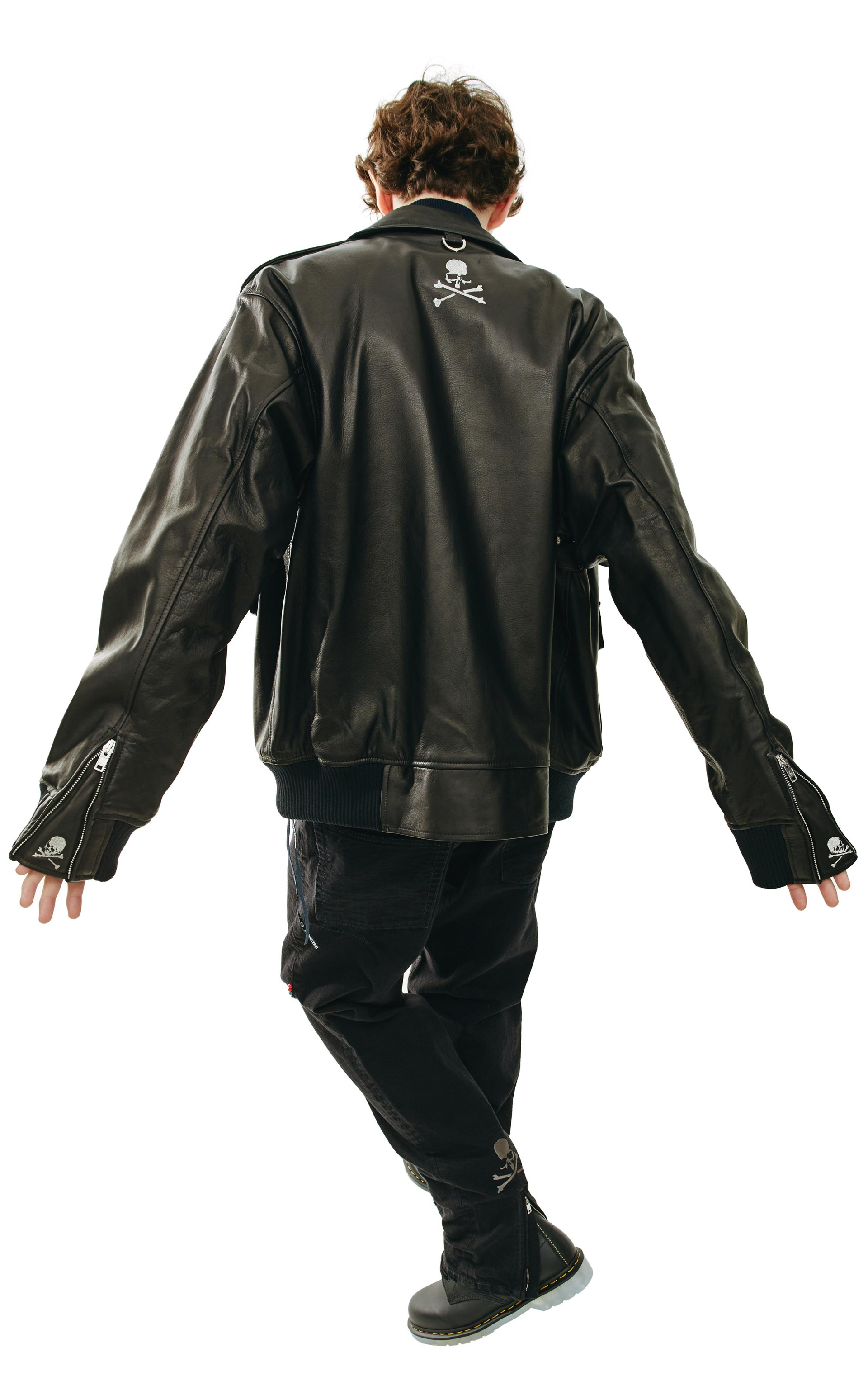 Mastermind WORLD Logo leather jacket