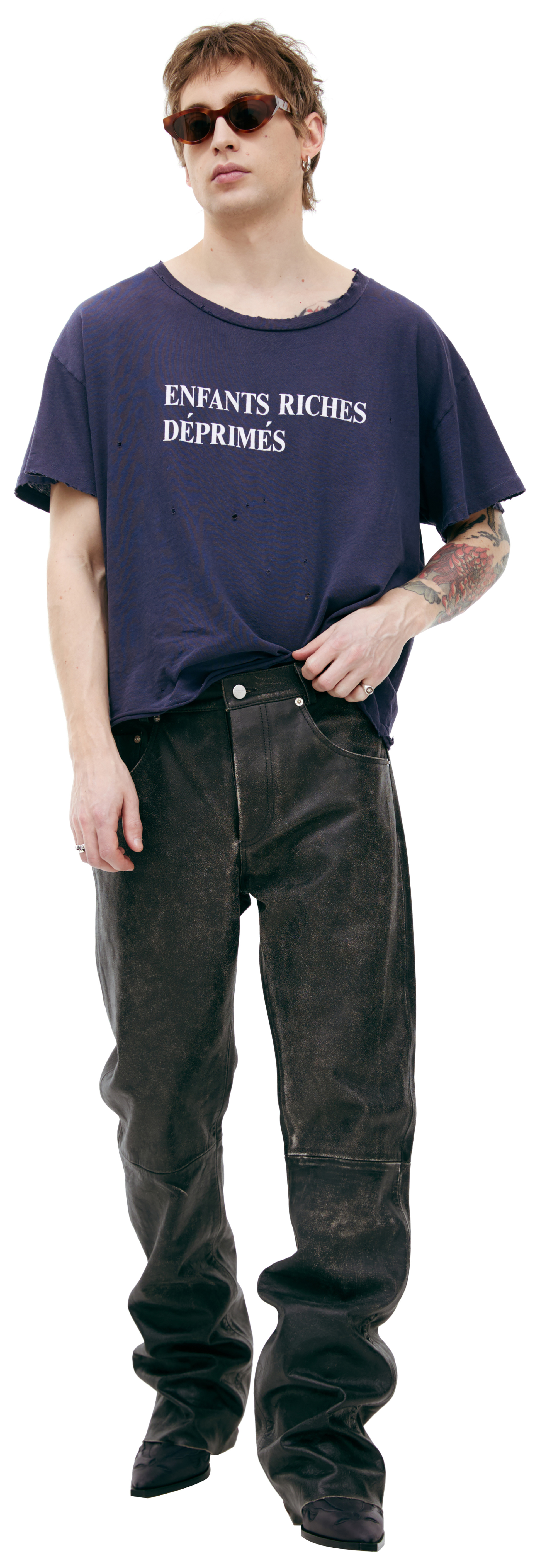 Enfants Riches Déprimés Leather trousers with stitching