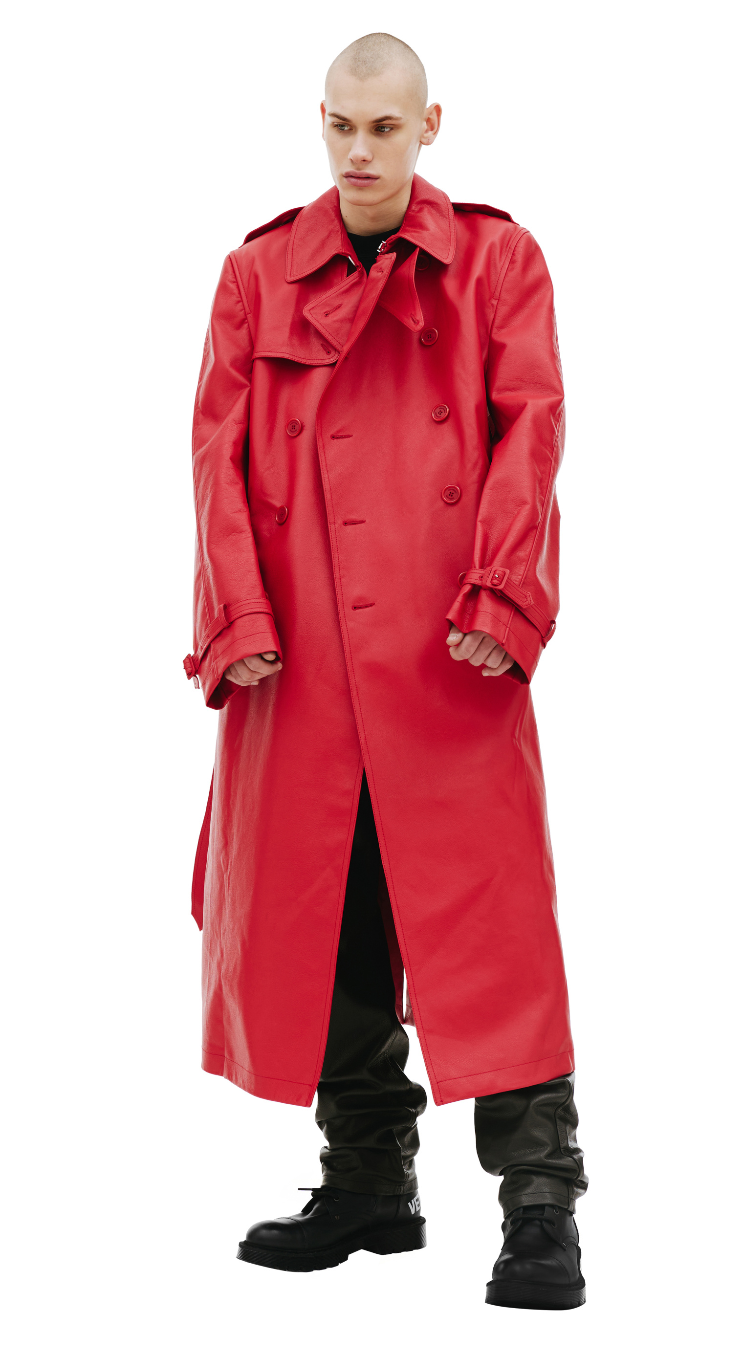 VTMNTS Red leather trench