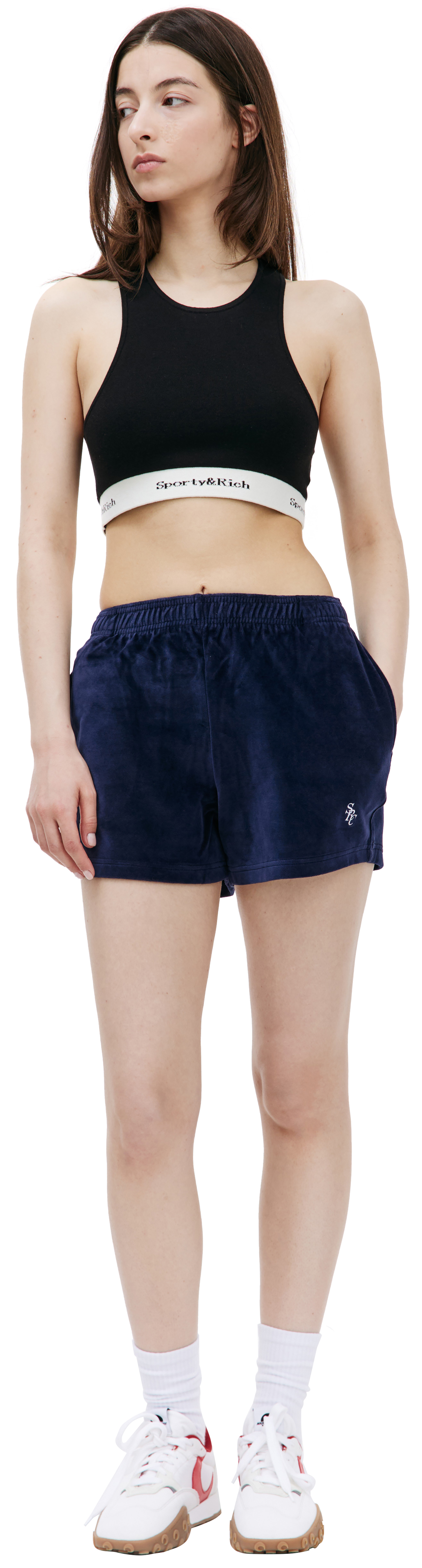 SPORTY & RICH SRC velour shorts