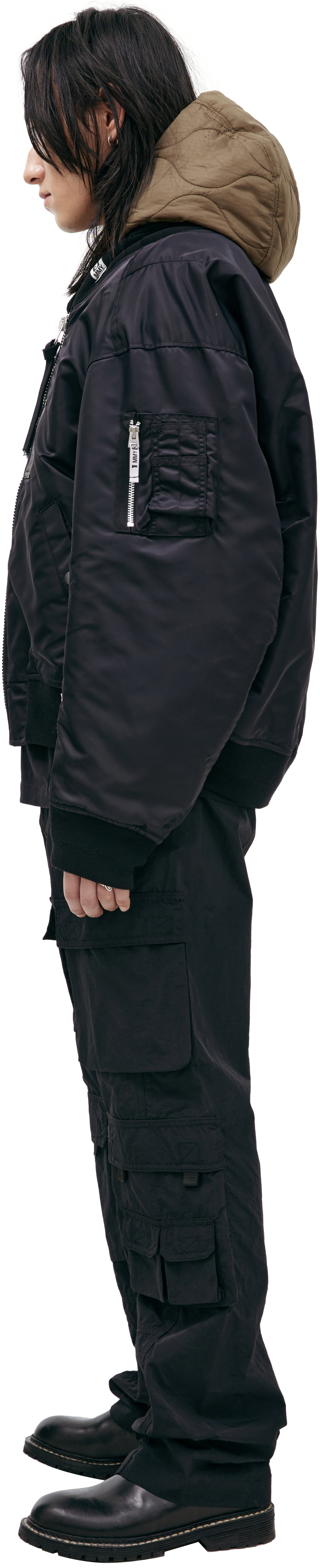 Buy Maison Mihara Yasuhiro men black hooded bomber jacket for $977