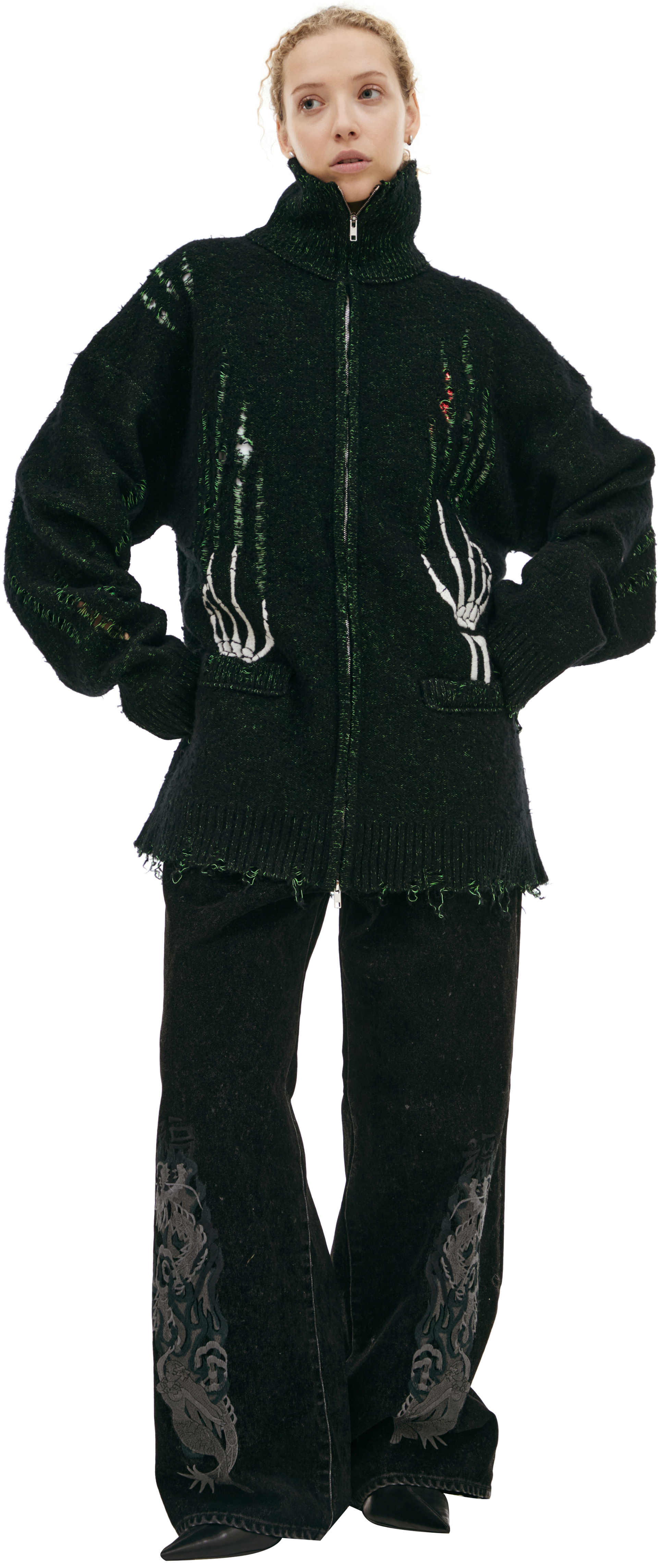 Doublet Cardigan with skeleton sleeves