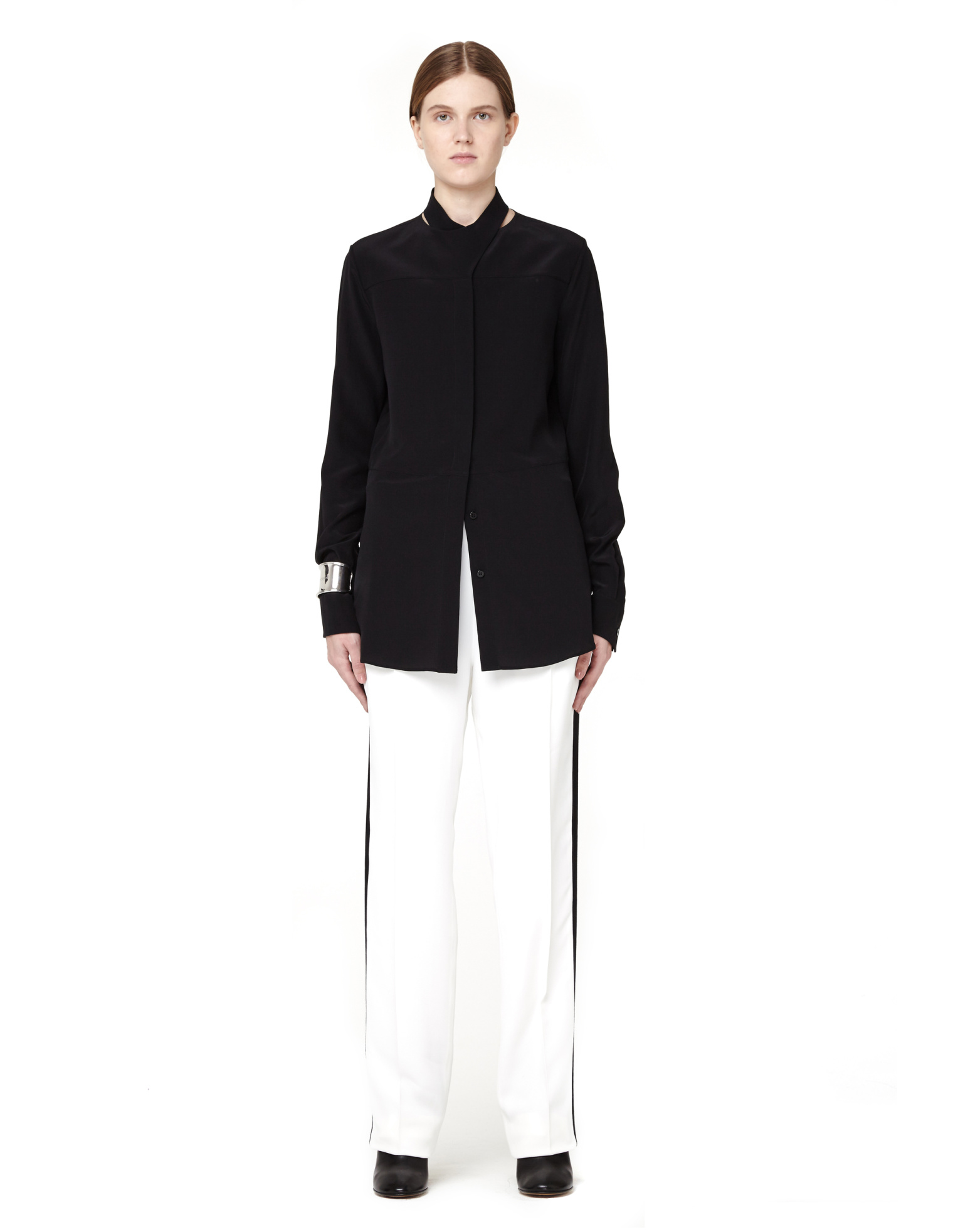 Haider Ackermann Wide-leg Striped White Pants