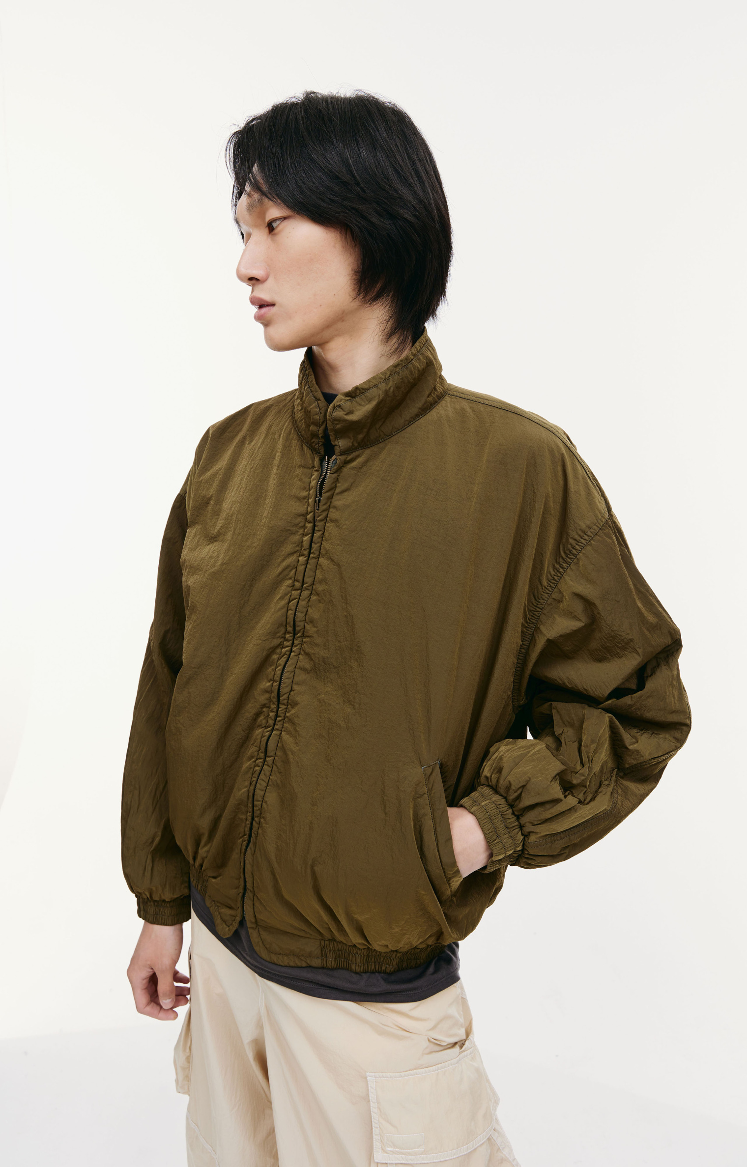 Hed Mayner Khaki zipped bomber jacket