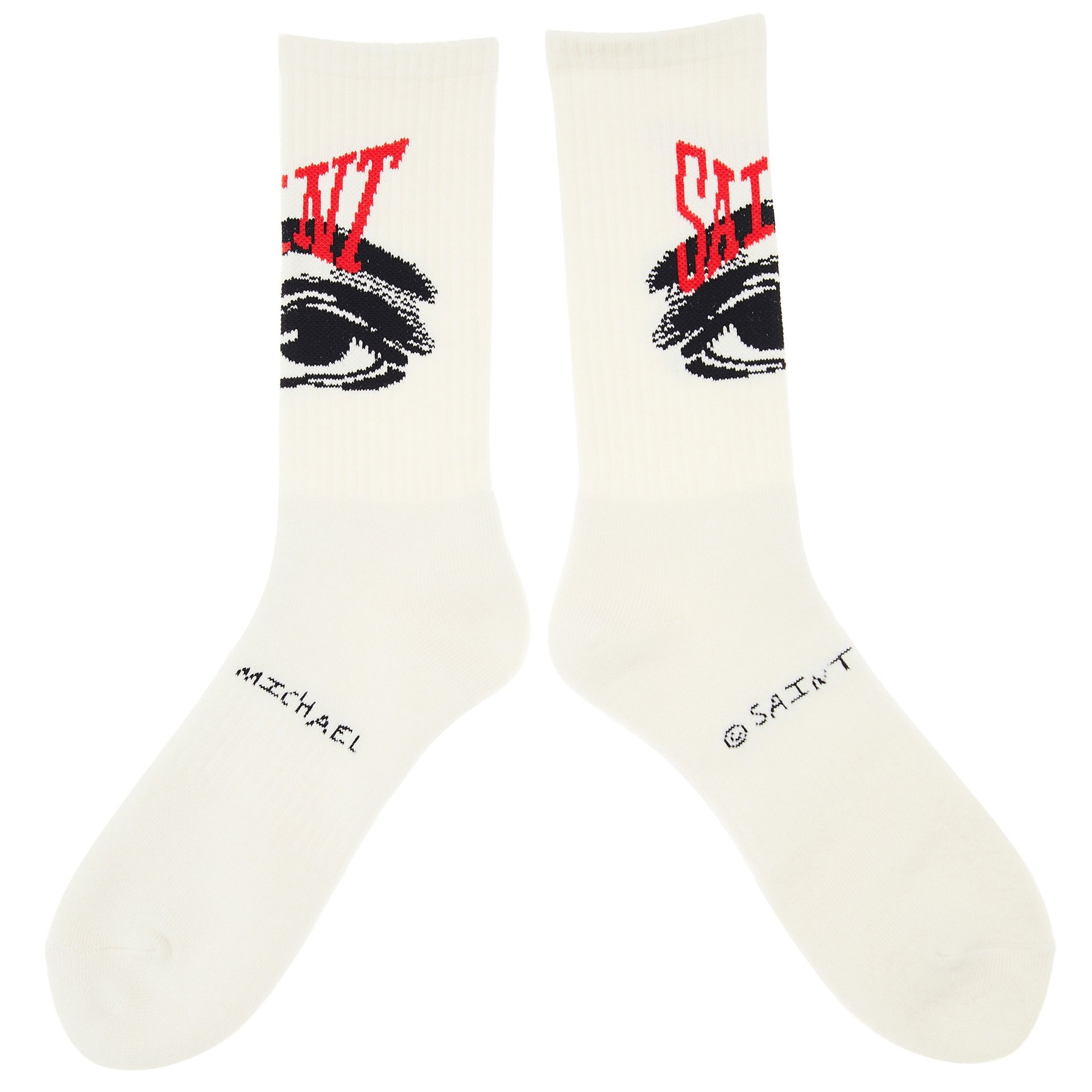 Saint Michael White Printed Socks