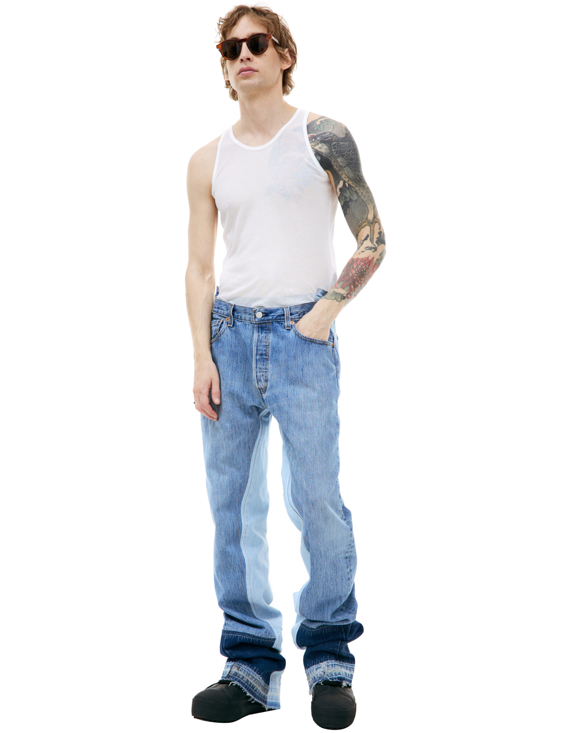 Satoshi Nakamoto Patchwork logo jeans