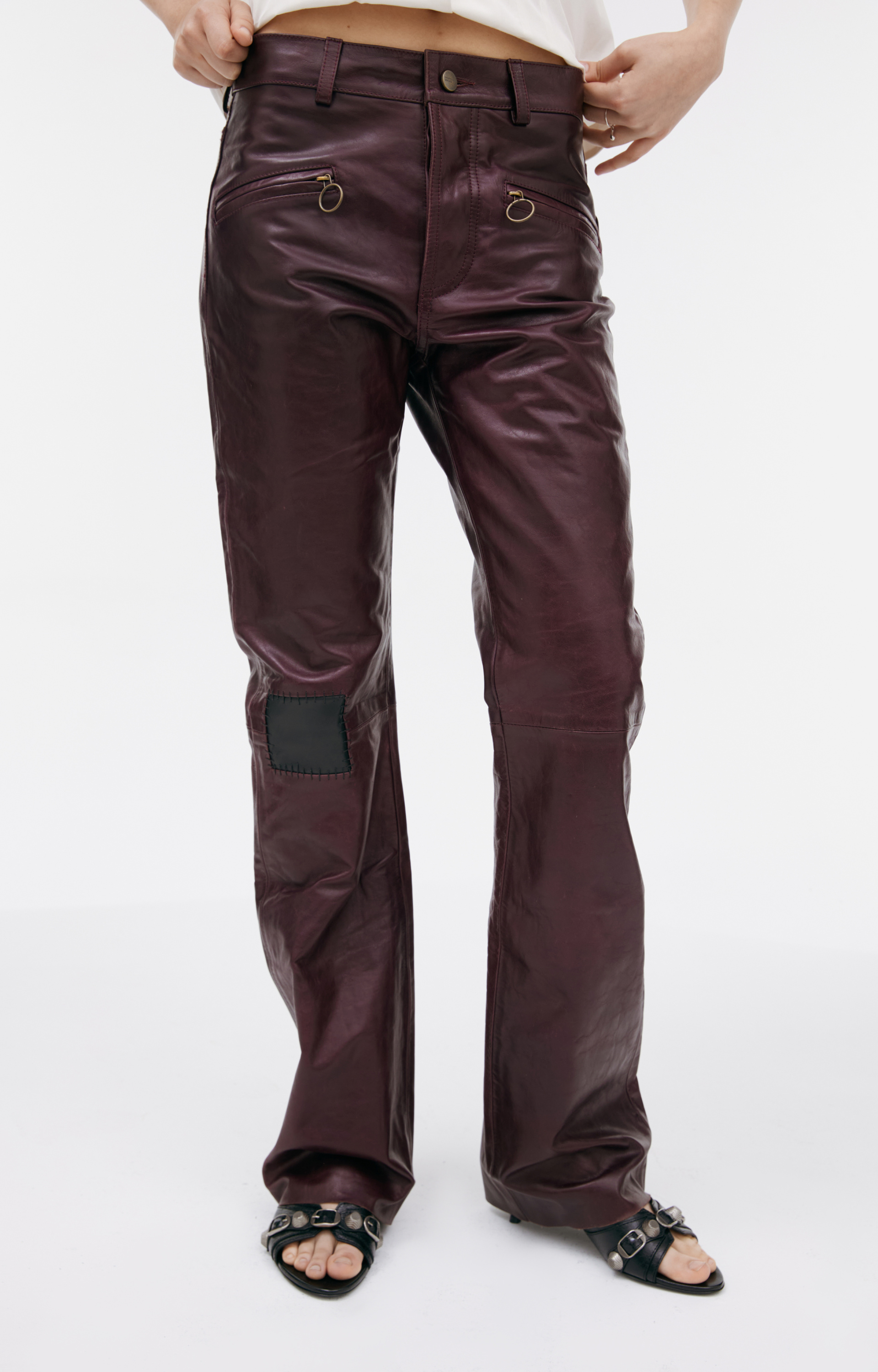 Enfants Riches Déprimés Burgundy leather trousers