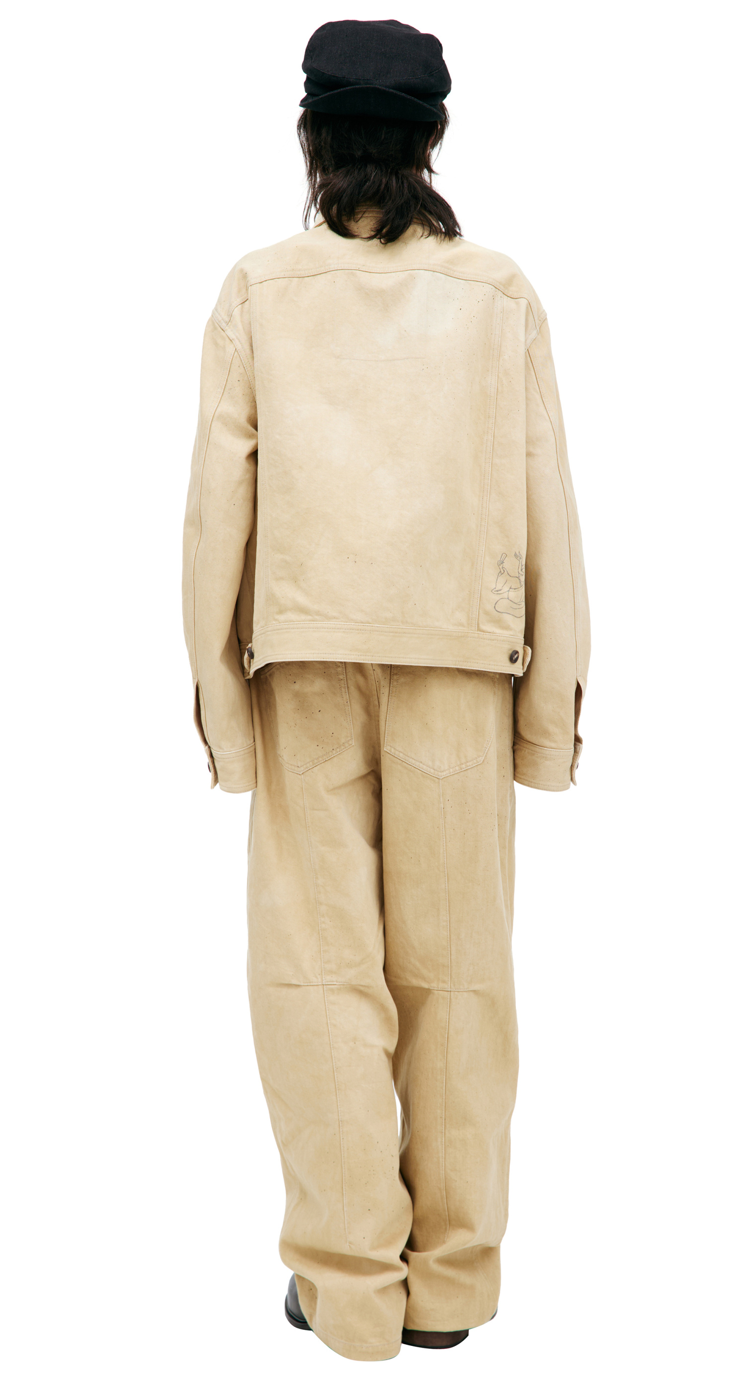 Ziggy Chen Брюки-0M2520504 защипы на коленях, в черной краске, песочные