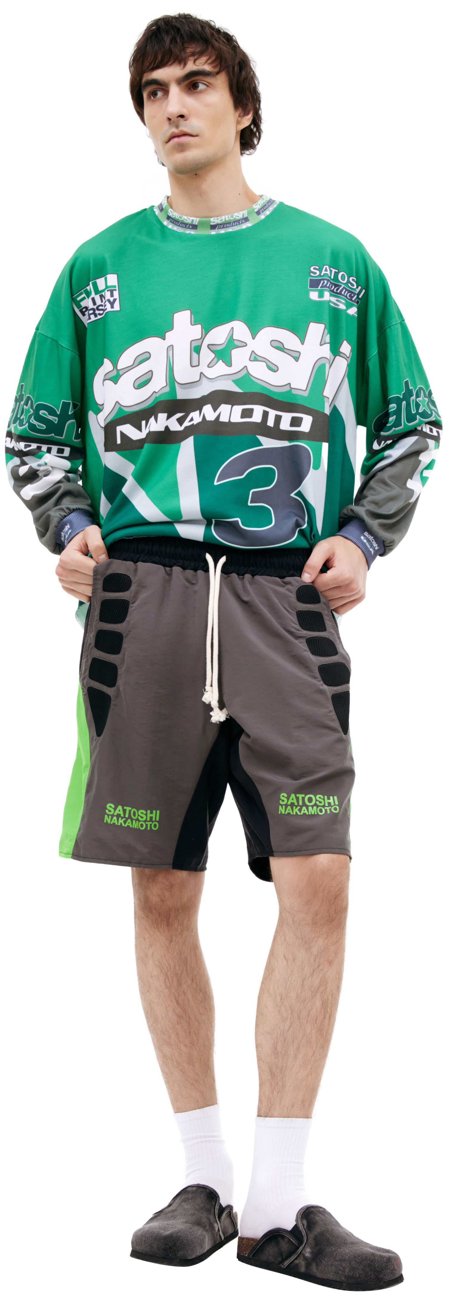 Satoshi Nakamoto Shorts with embroidered logo