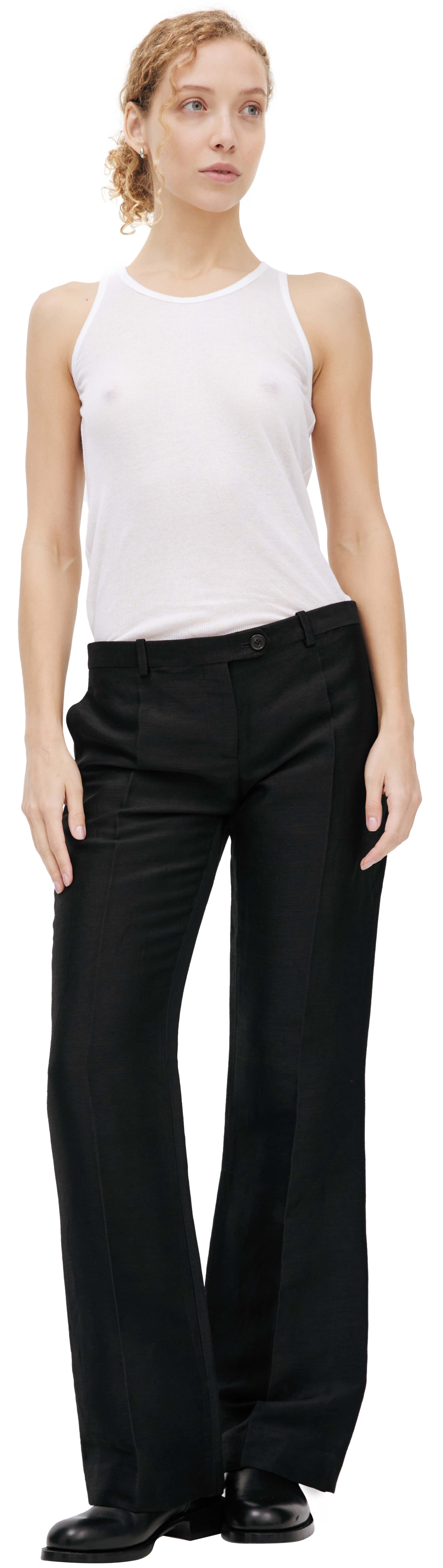 The Row Black linen trousers