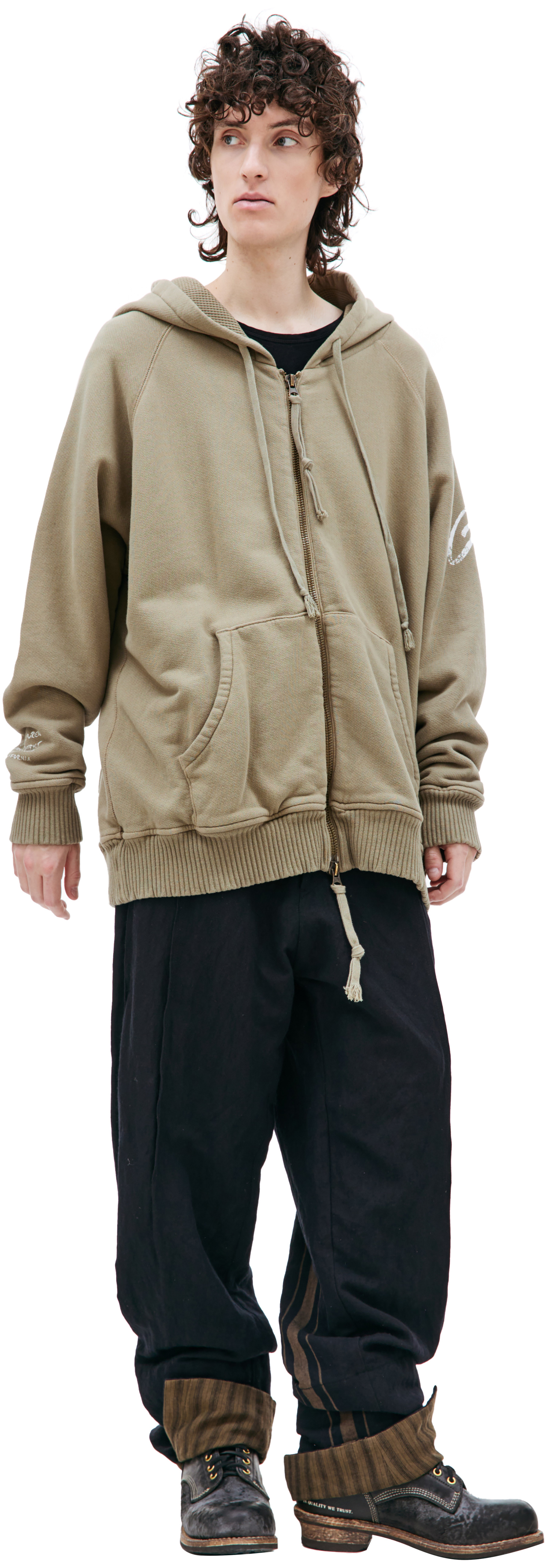 Greg Lauren Logo zip up hoodie