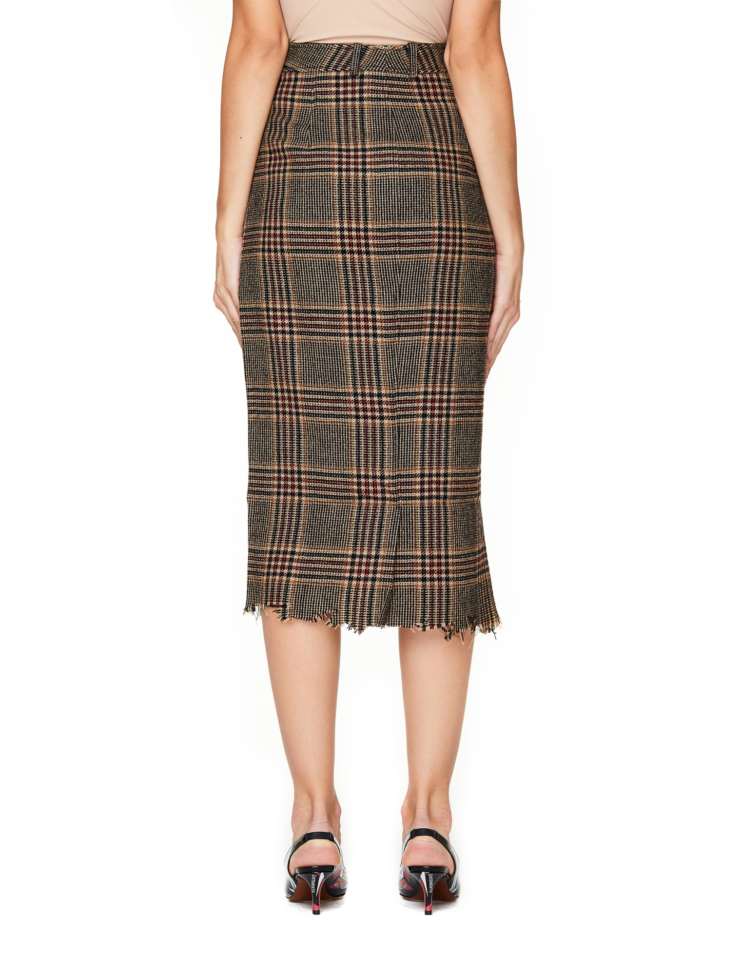 VETEMENTS Distressed Checked Wool Wrap Skirt