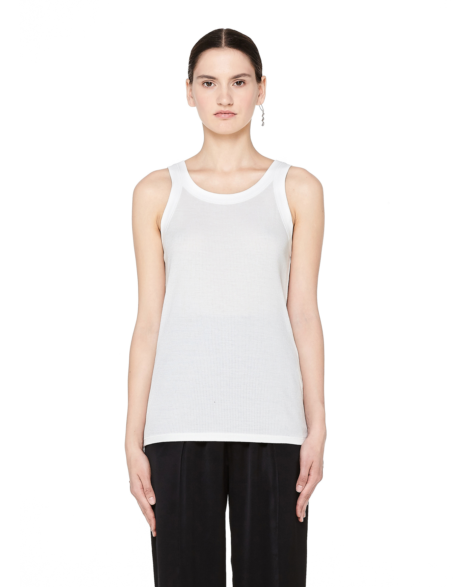 The Row White Ribbed Tank Top