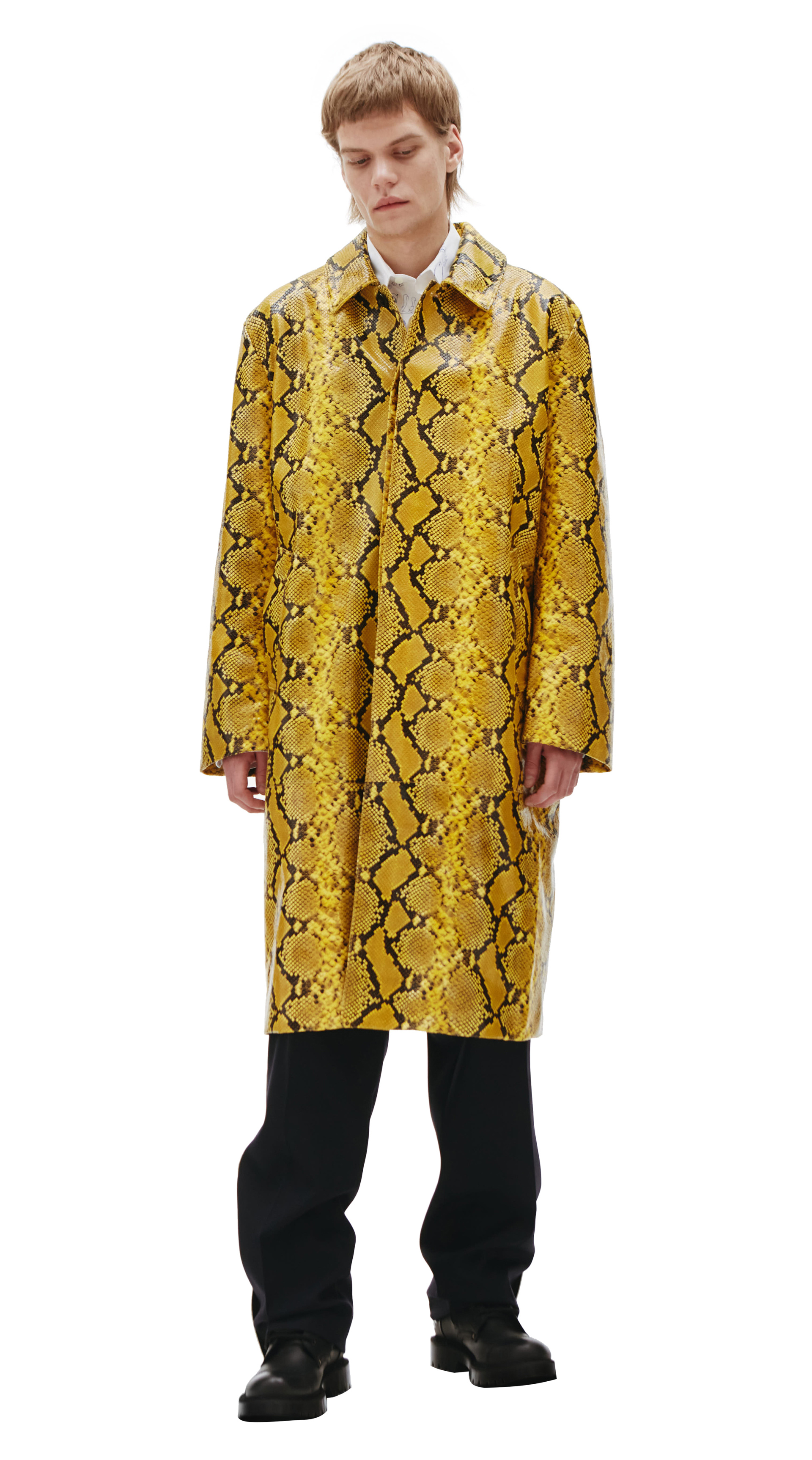 VETEMENTS Yellow Python Leather Coat