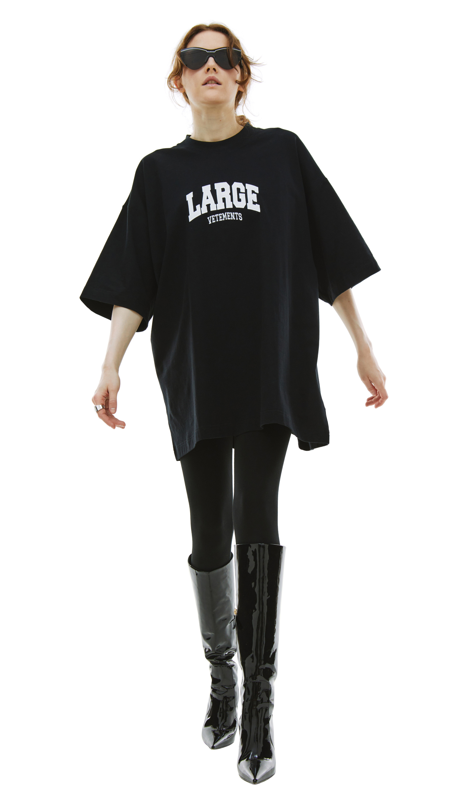 VETEMENTS Black \'Large\' Cotton T-Shirt