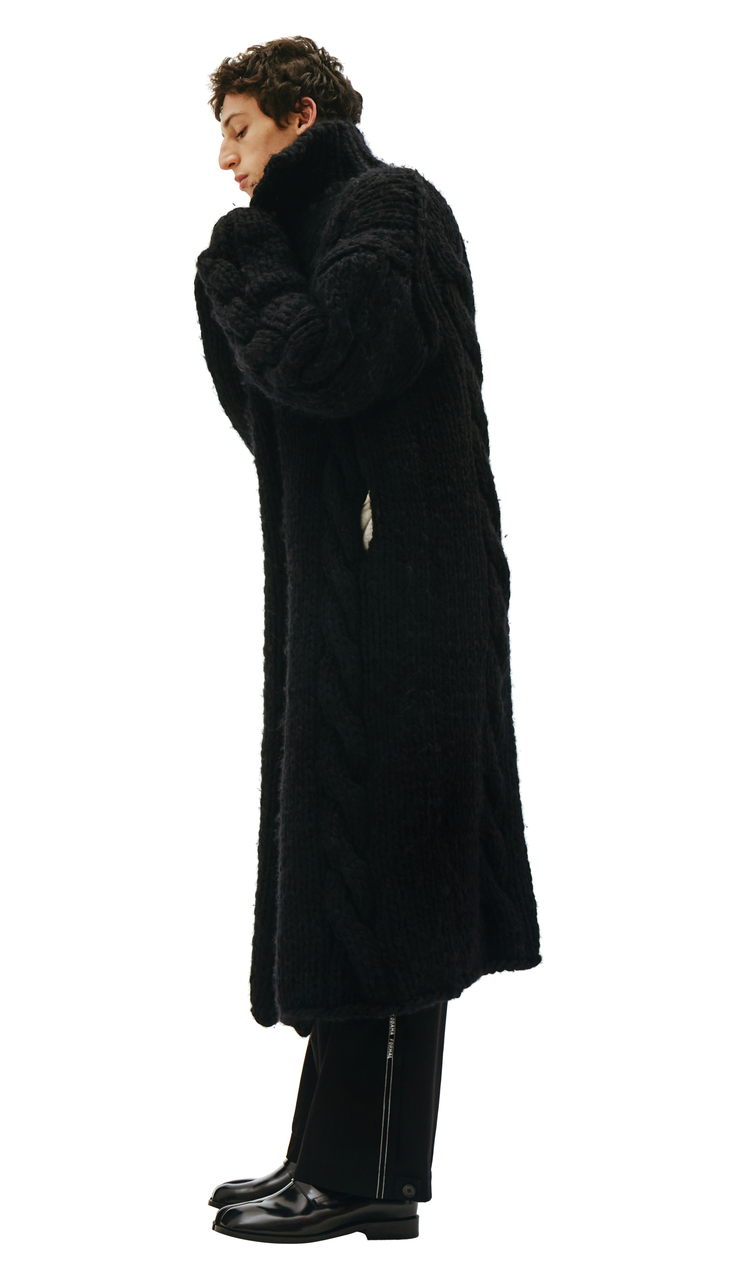 Yohji Yamamoto Chunky Knit Long Cardigan Coat