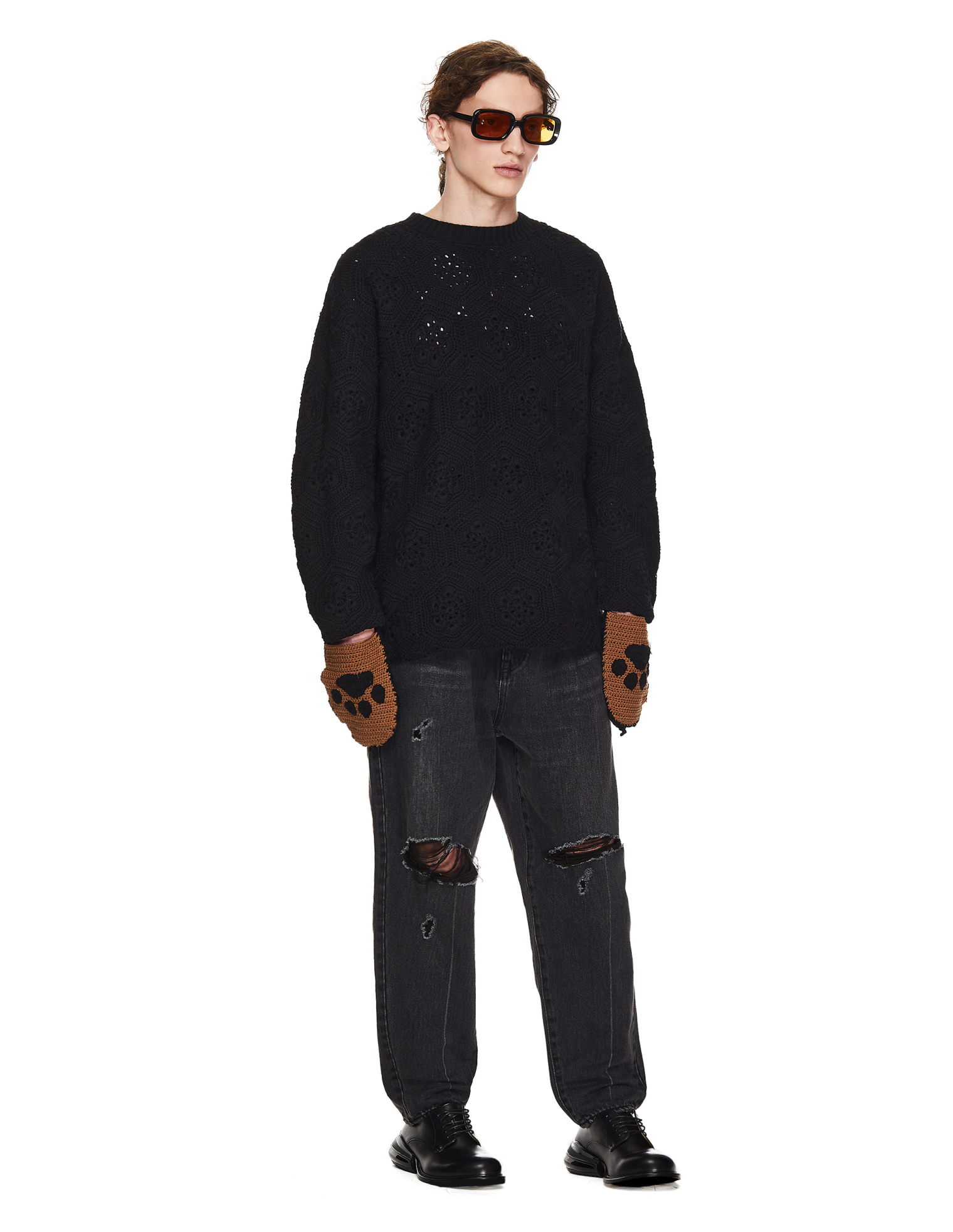 Doublet Knitted Sweater With Mittens