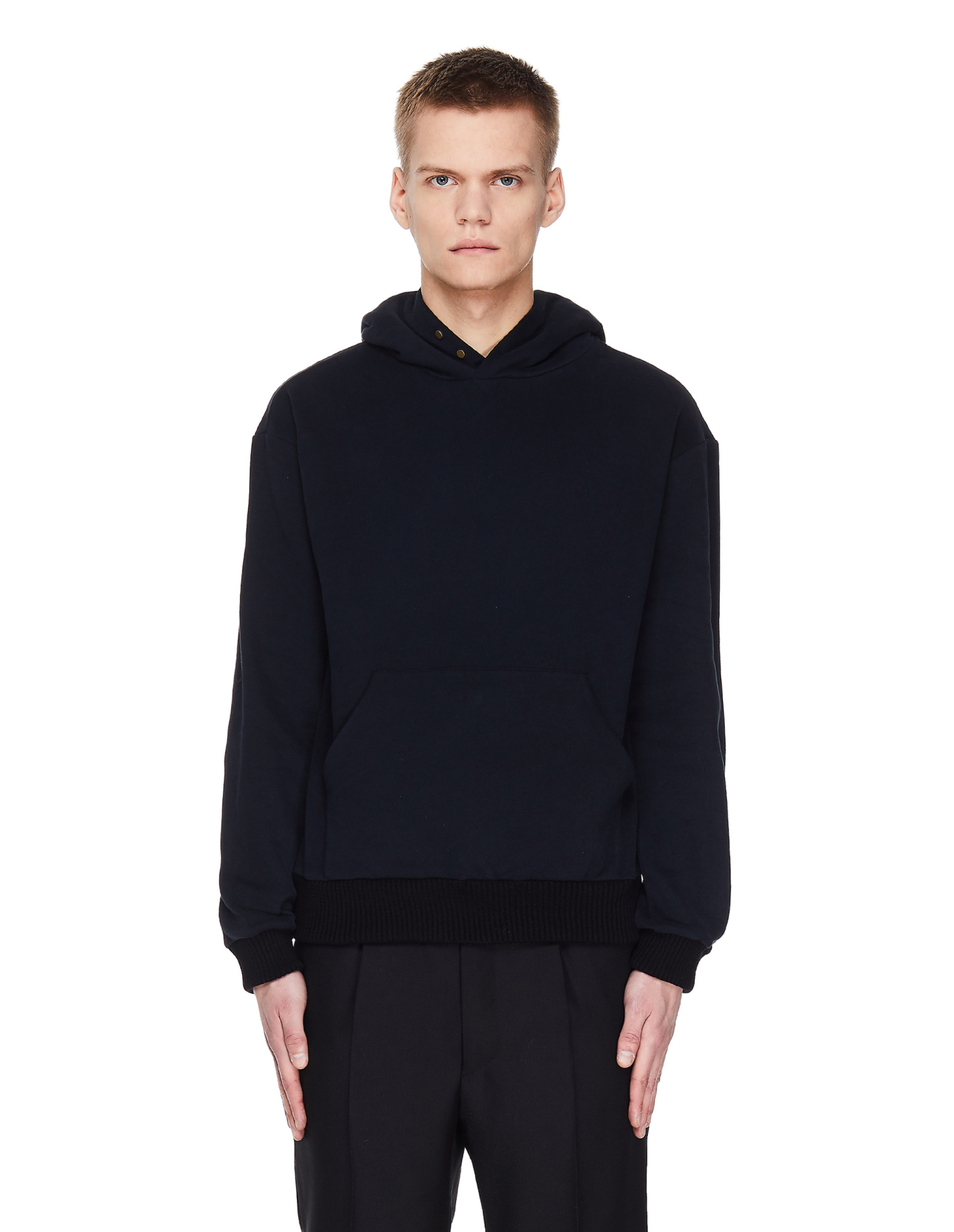 Buy Fear of God x Zegna men black cotton & cashmere hoodie