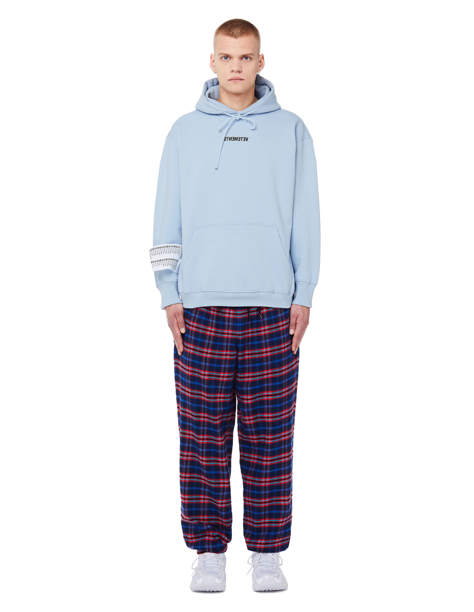 VETEMENTS Light Blue Inverted Logo Hoodie