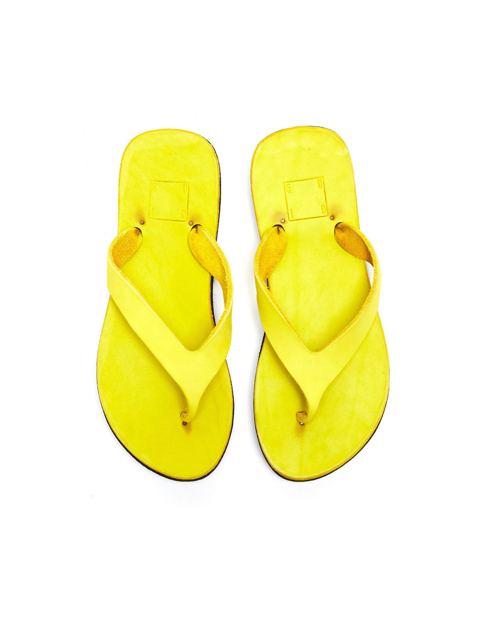 Guidi Yellow Leather Flip Flops