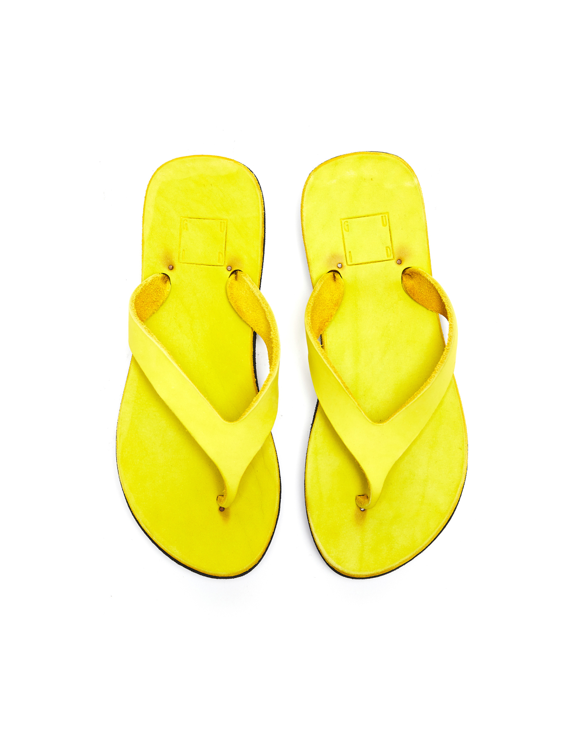 Guidi Yellow Leather Flip Flops