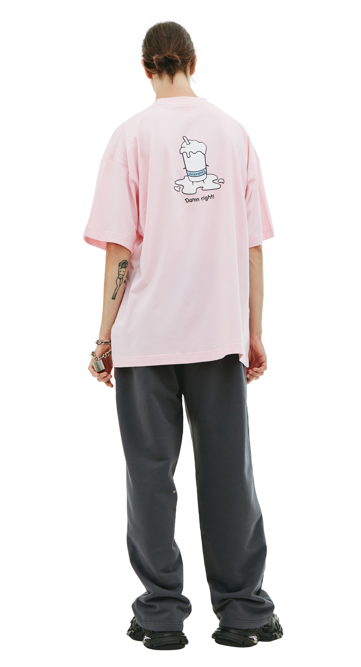 VETEMENTS Розовая футболка с принтом