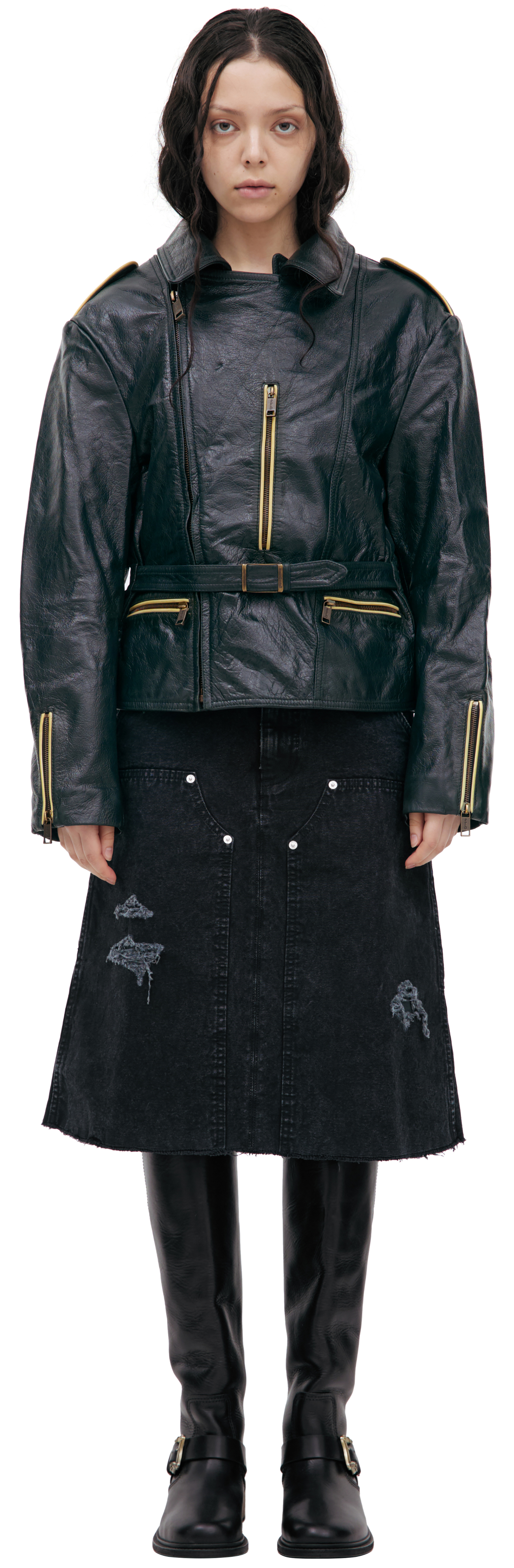 Enfants Riches Déprimés Green leather jacket