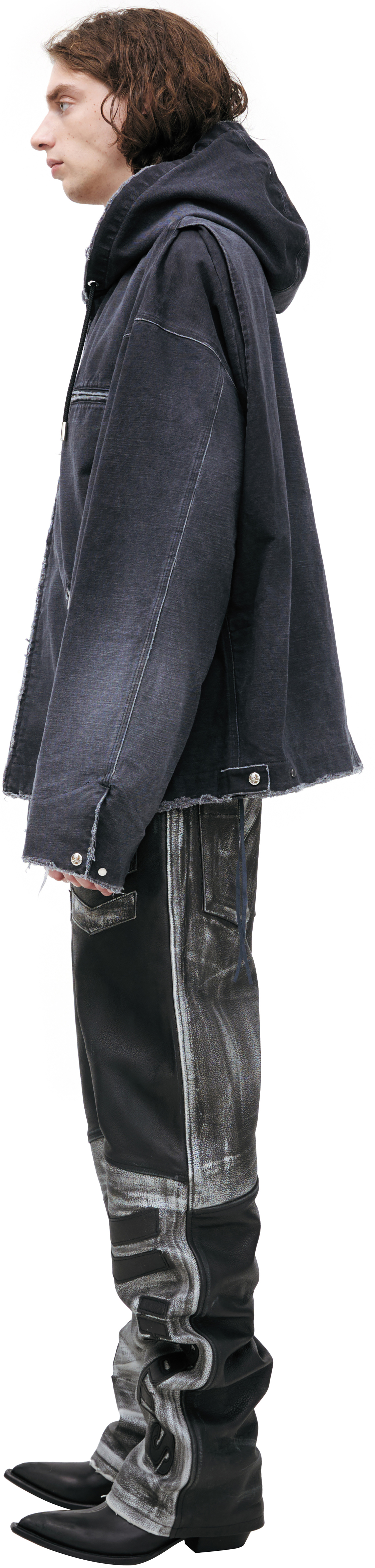 Buy Mastermind WORLD men black work jacket with a hood for $3,435