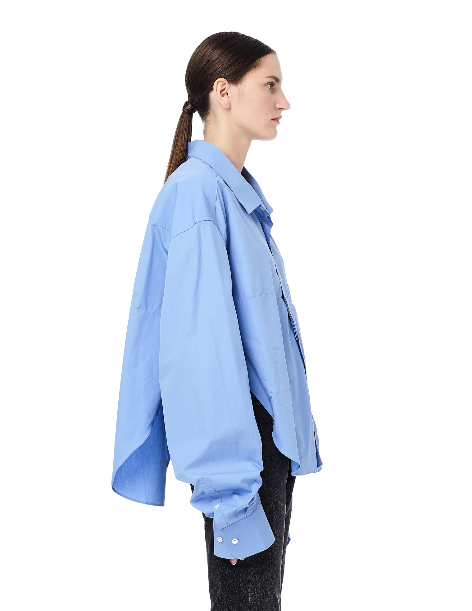 VETEMENTS Укороченная рубашка из голубого хлопка
