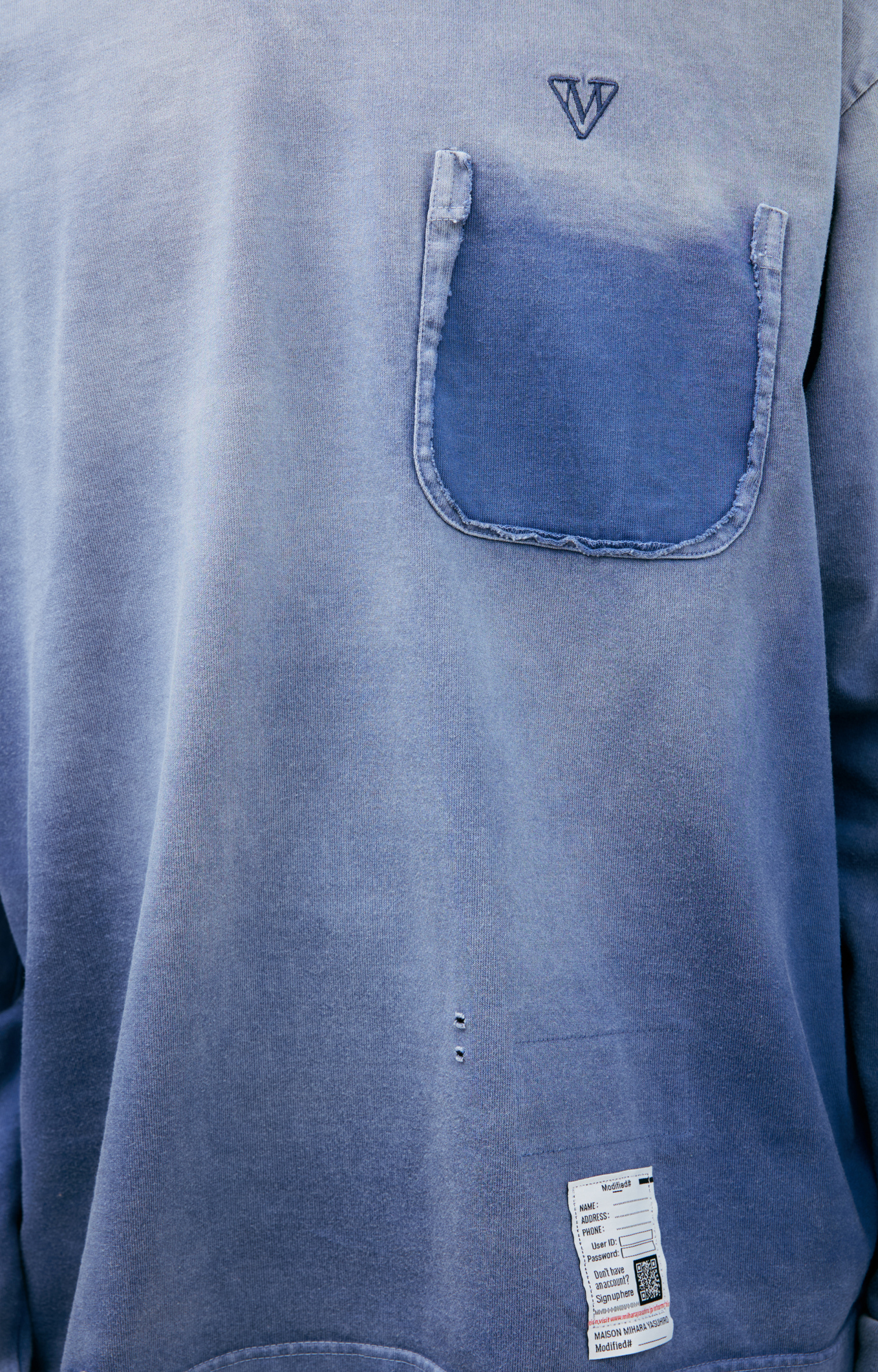 Buy Maison Mihara Yasuhiro men blue polo with a distressed look