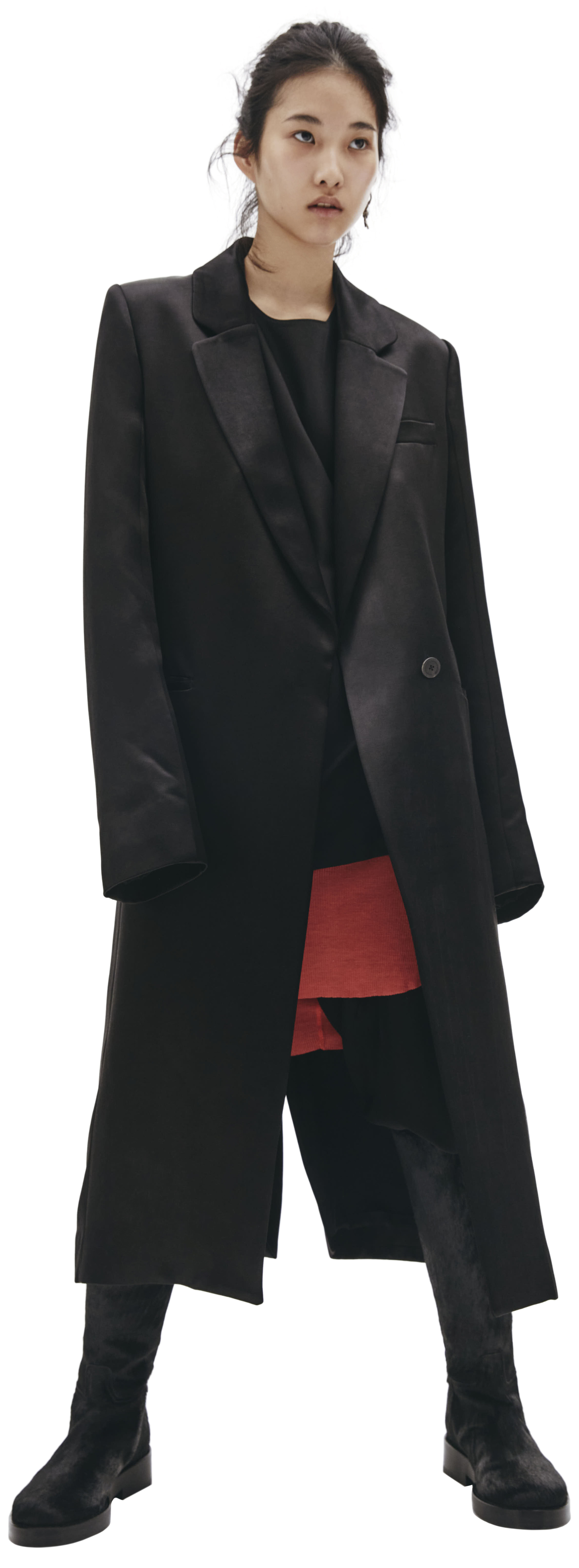 Ann Demeulemeester Black Satin Coat