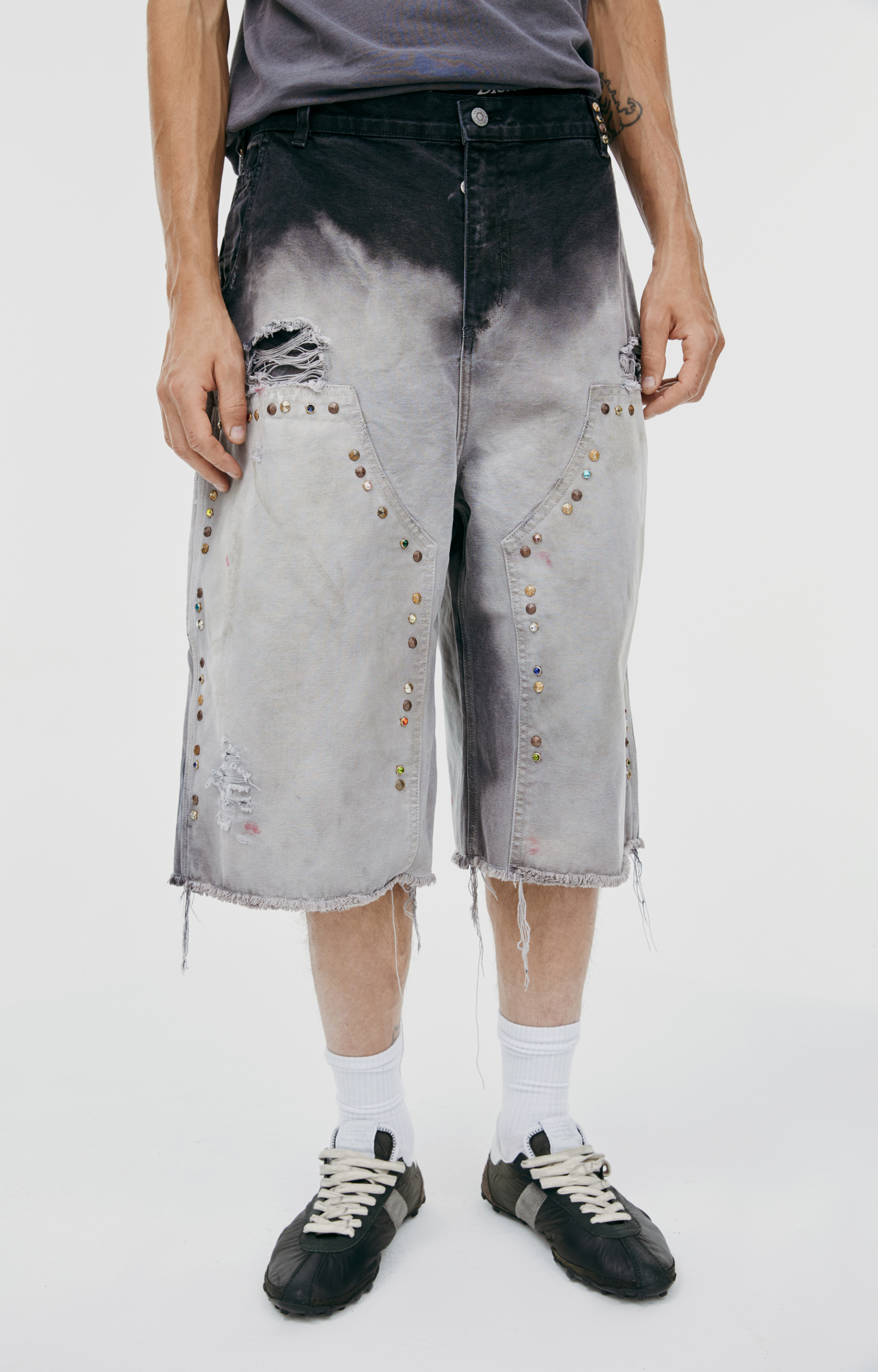 Satoshi Nakamoto Black shorts with rivets