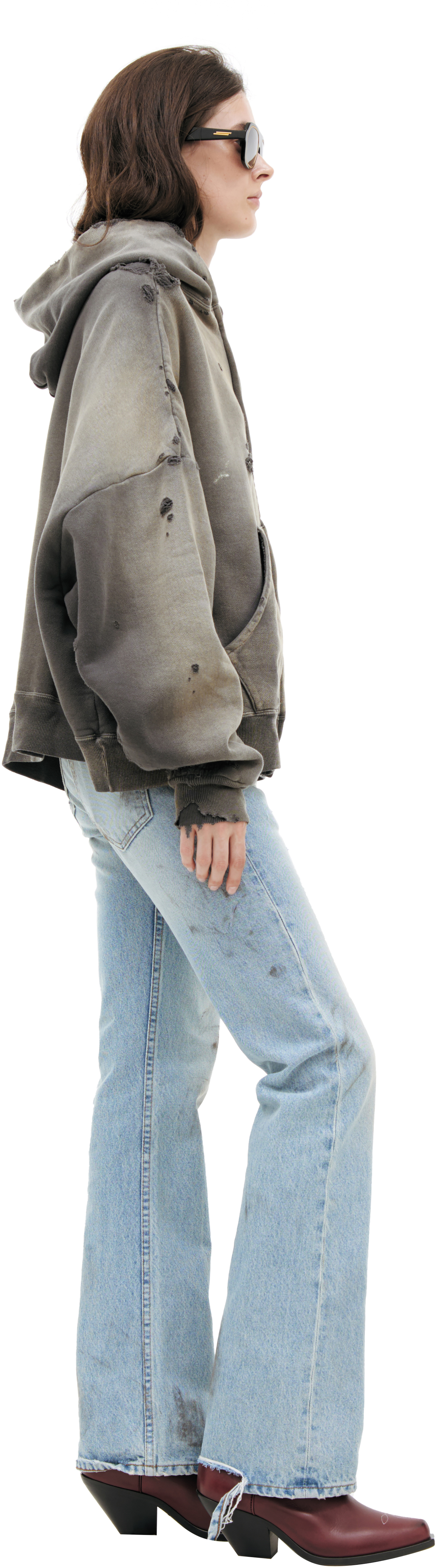 Saint Mxxxxxx Ripped hoodie with zipper