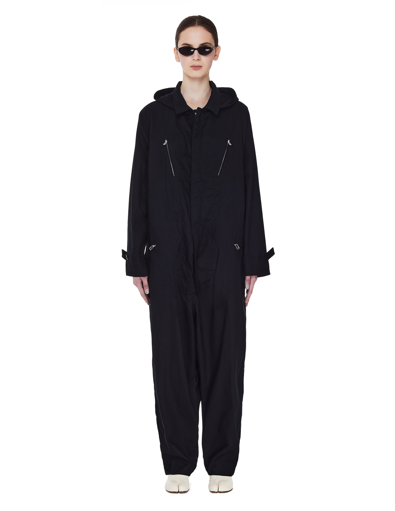Yohji Yamamoto Black Cotton Hooded Jumpsuit