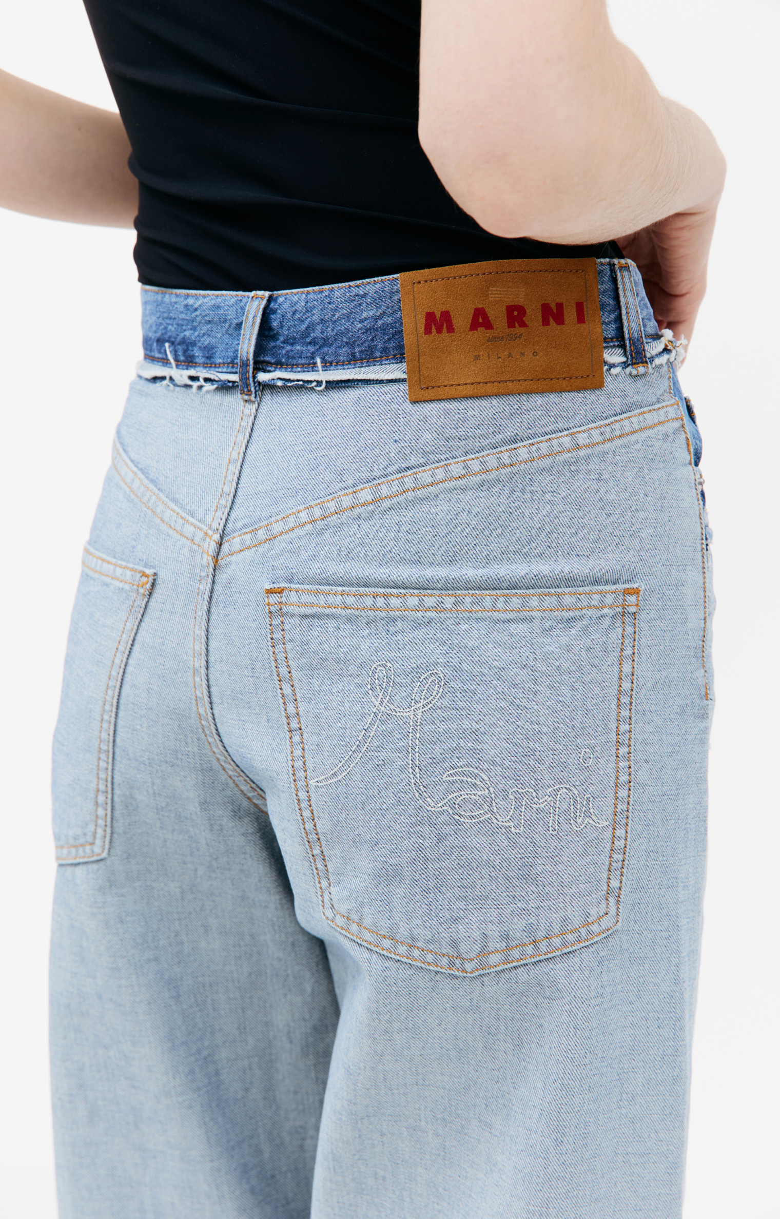 Marni Blue inside-out jeans