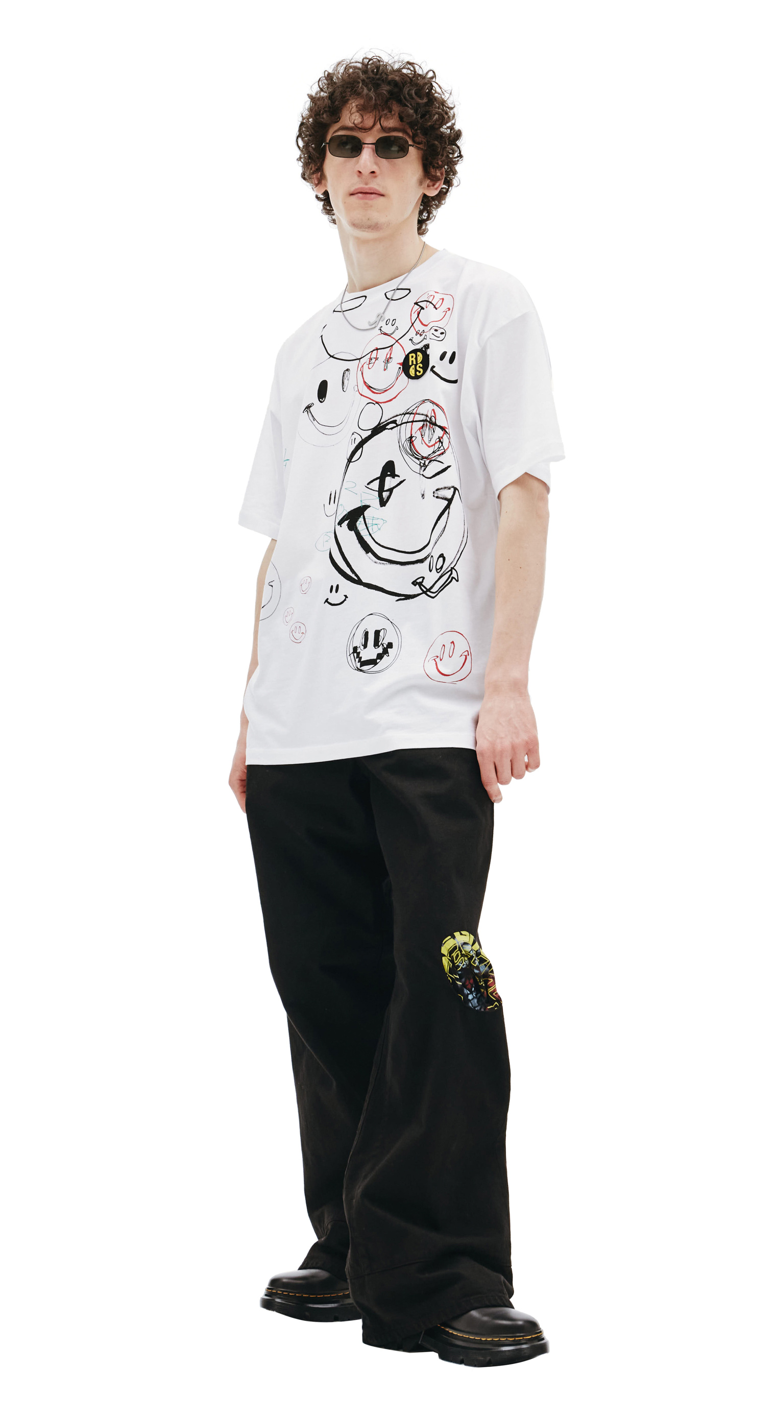 Raf Simons Raf Simons x Smiley Oversized Drawing Print T-Shirt