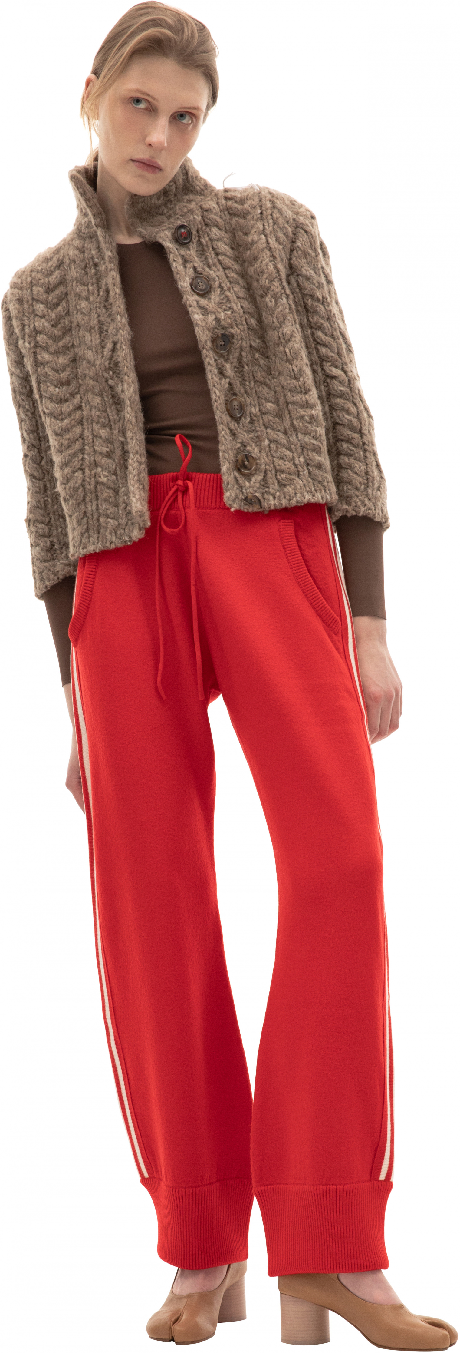 Maison Margiela Red Wool Striped Pants
