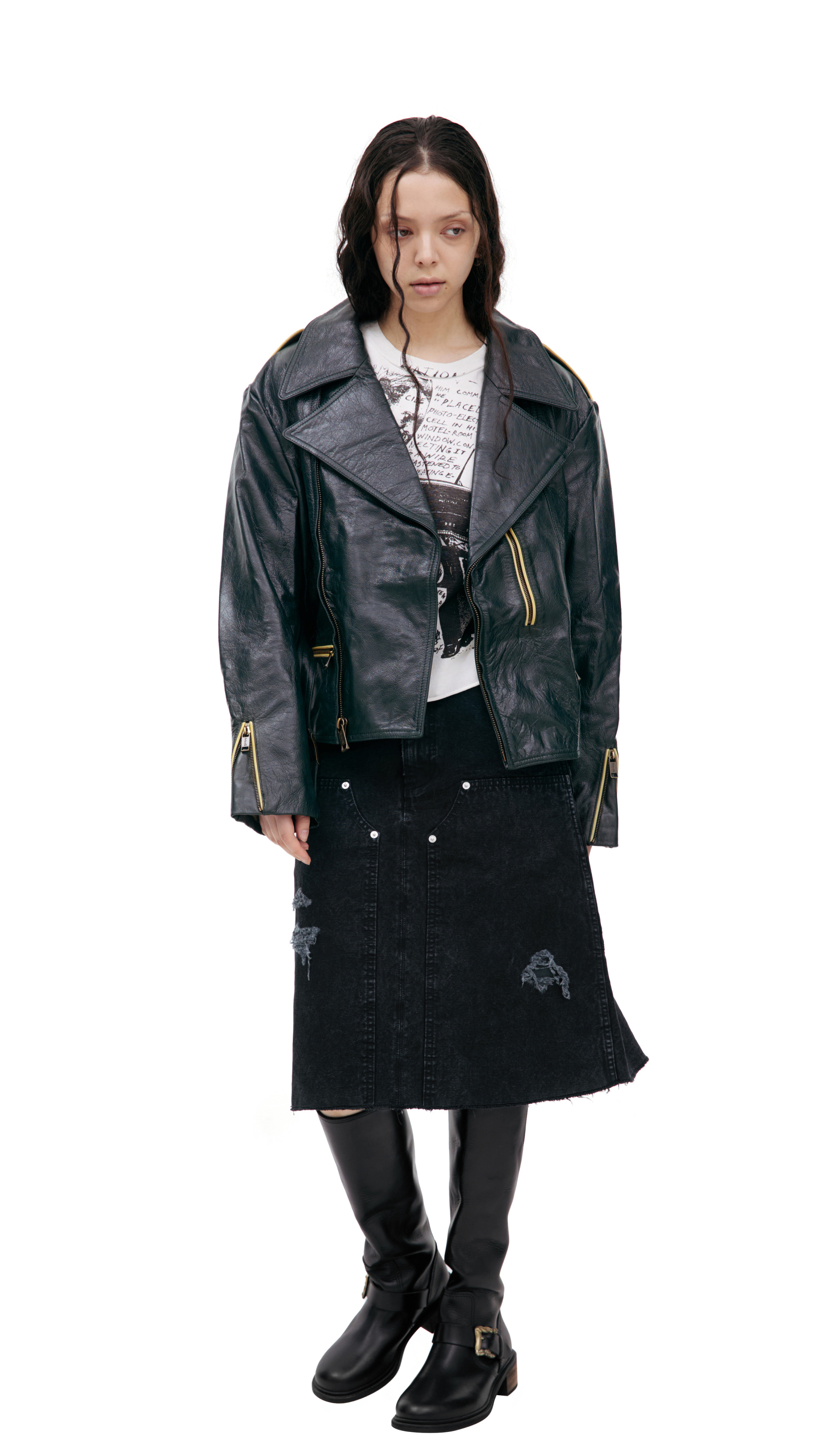 Enfants Riches Déprimés Green leather jacket