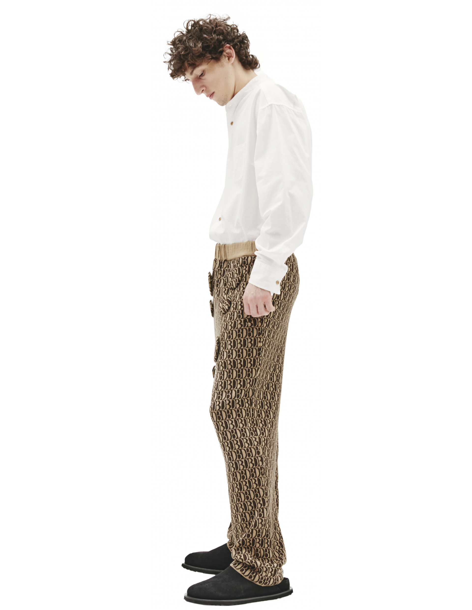 Doublet Brown Knitted Pants With DB MONOGRAM