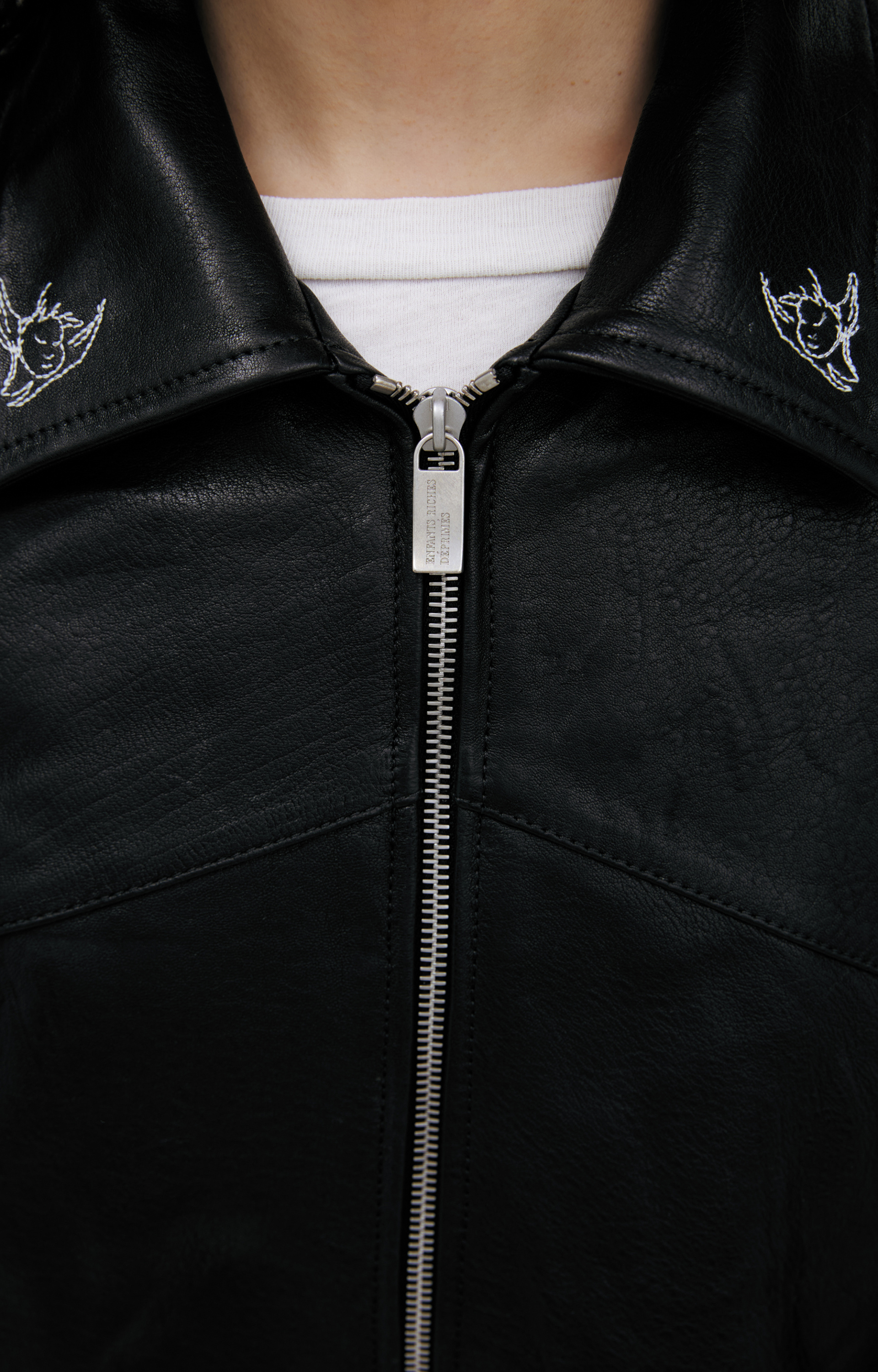 Enfants Riches Déprimés Leather Embroidered Jacket