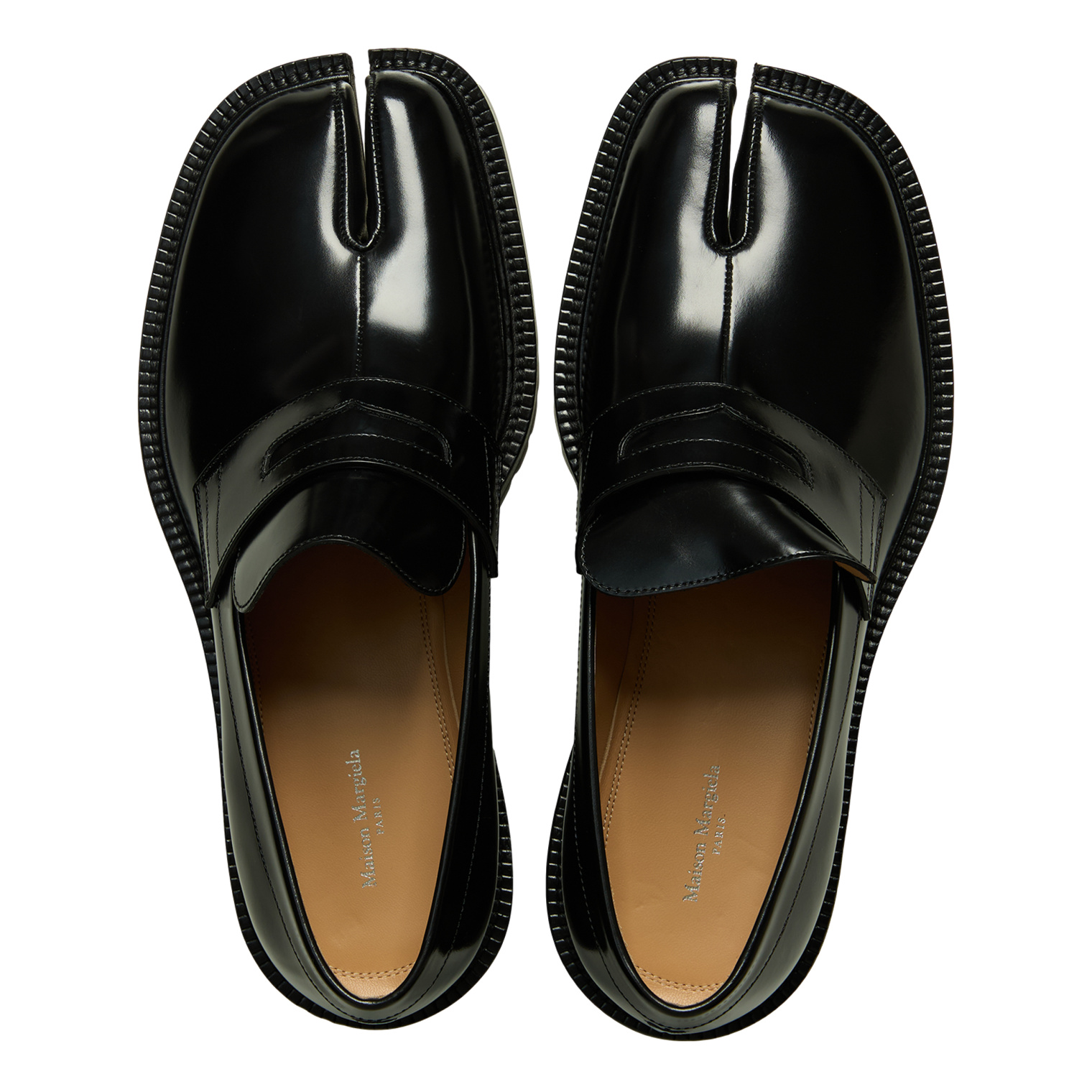 Buy Maison Margiela men black tabi loafers for $1,505 online on Buy Maison Margiela men black tabi loafers for $1,505 online on