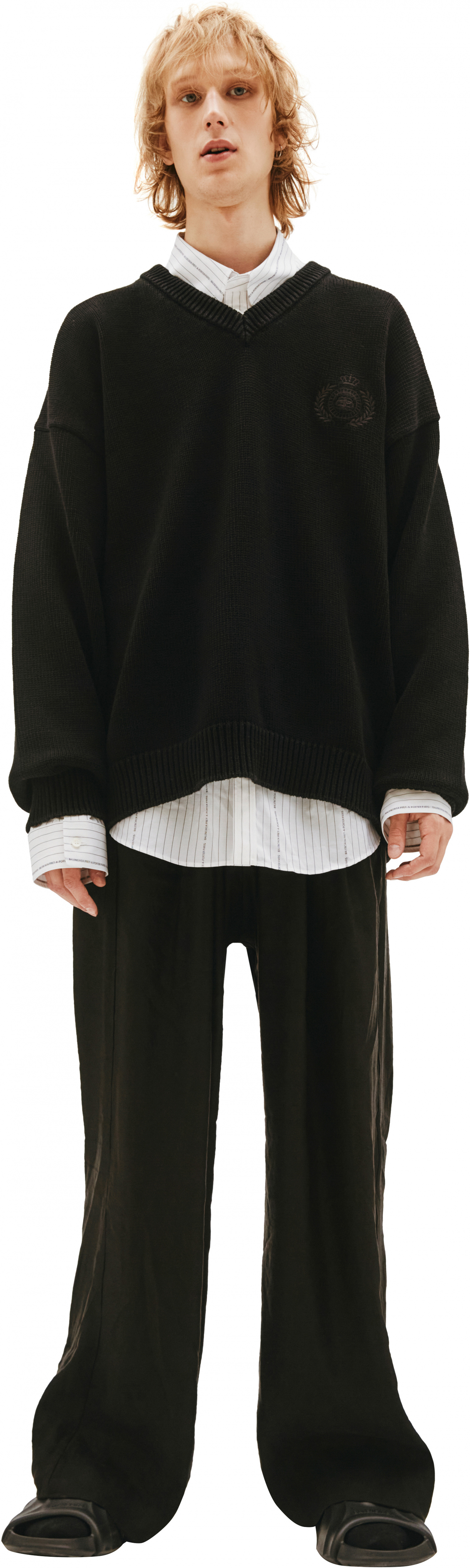 Balenciaga Black V-Neck Sweater