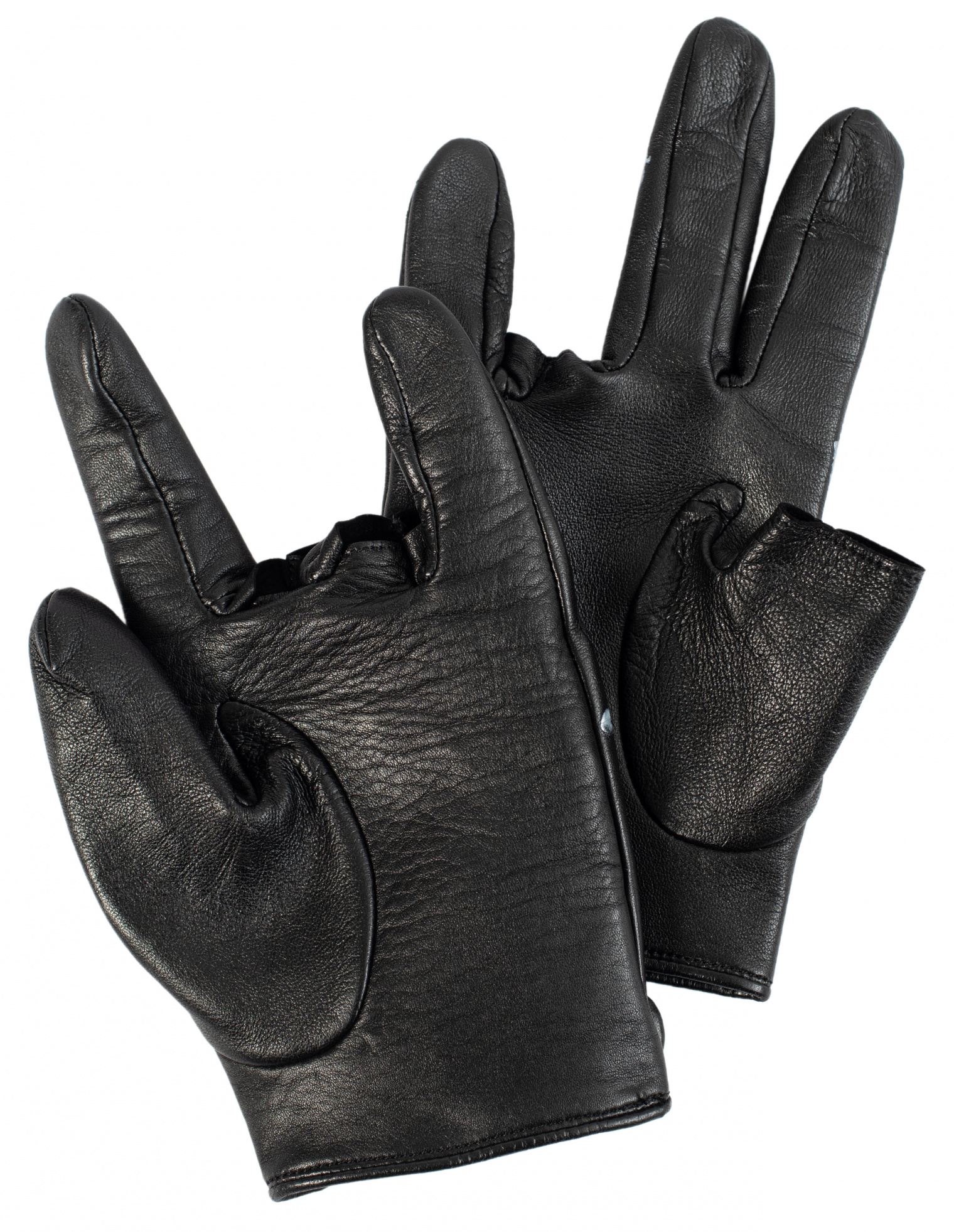 Yohji Yamamoto Black leather gloves with finger cut