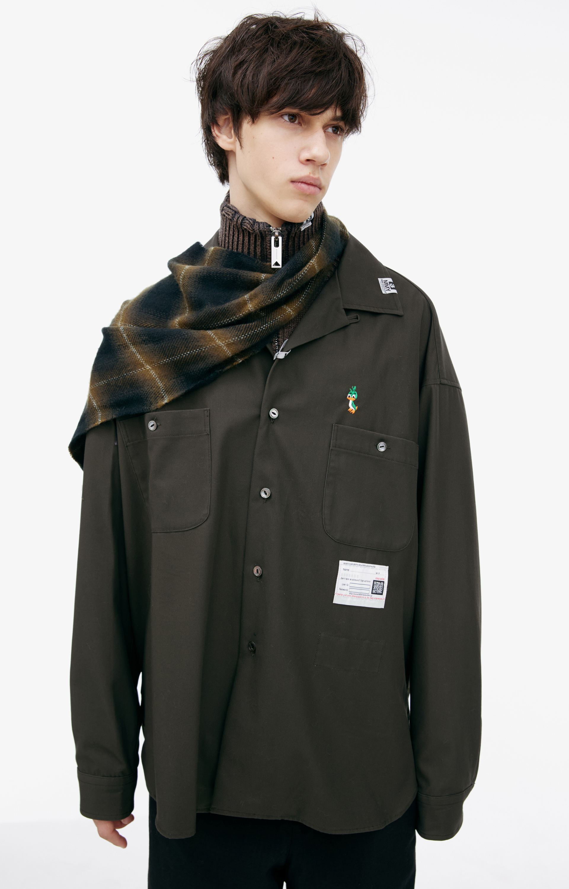 Maison Mihara Yasuhiro Shirt with a sewn-in scarf